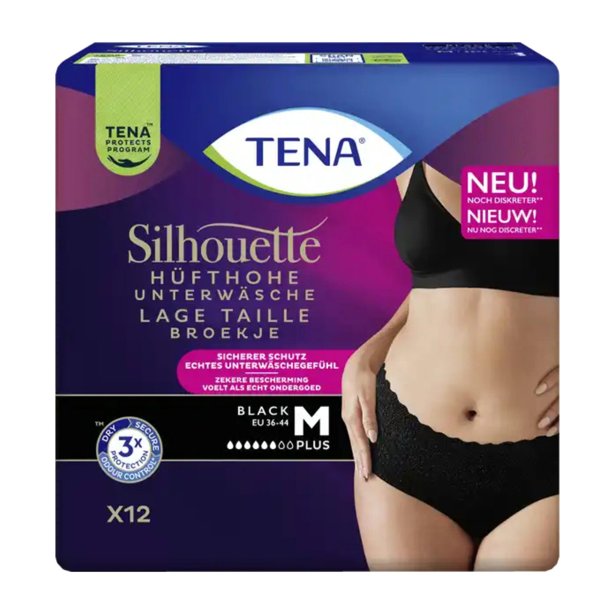 TENA Inkontinenz-Pants TENA - Silhouette Plus Black, M Gr., 12-St.