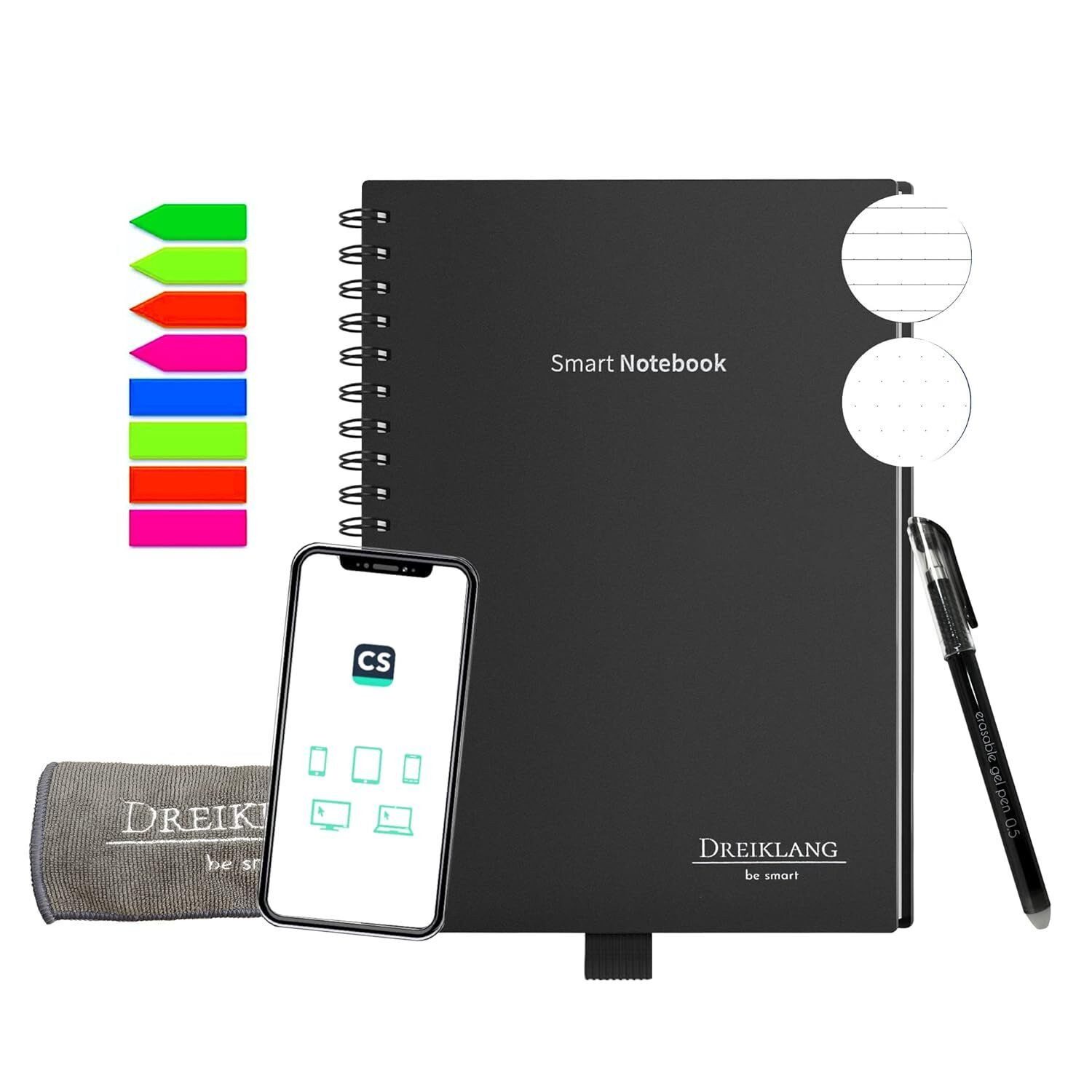 Dreiklang Notizblock Dreiklang wiederverwendbares Smartbook DIN A5 blau/schwarz nachhaltig