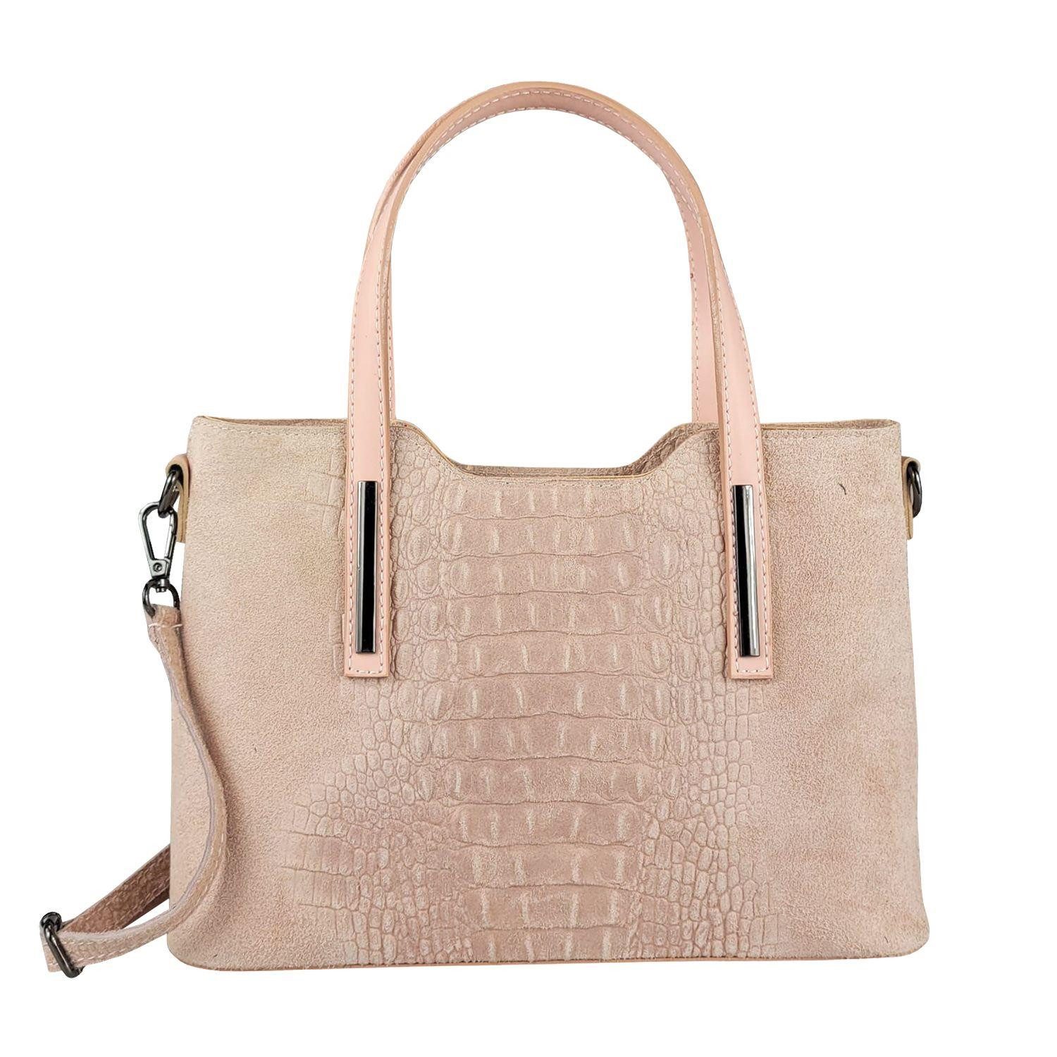 Schultertasche Made in Italy Damen echt Leder Henkeltasche Shopper Lederhandtasche