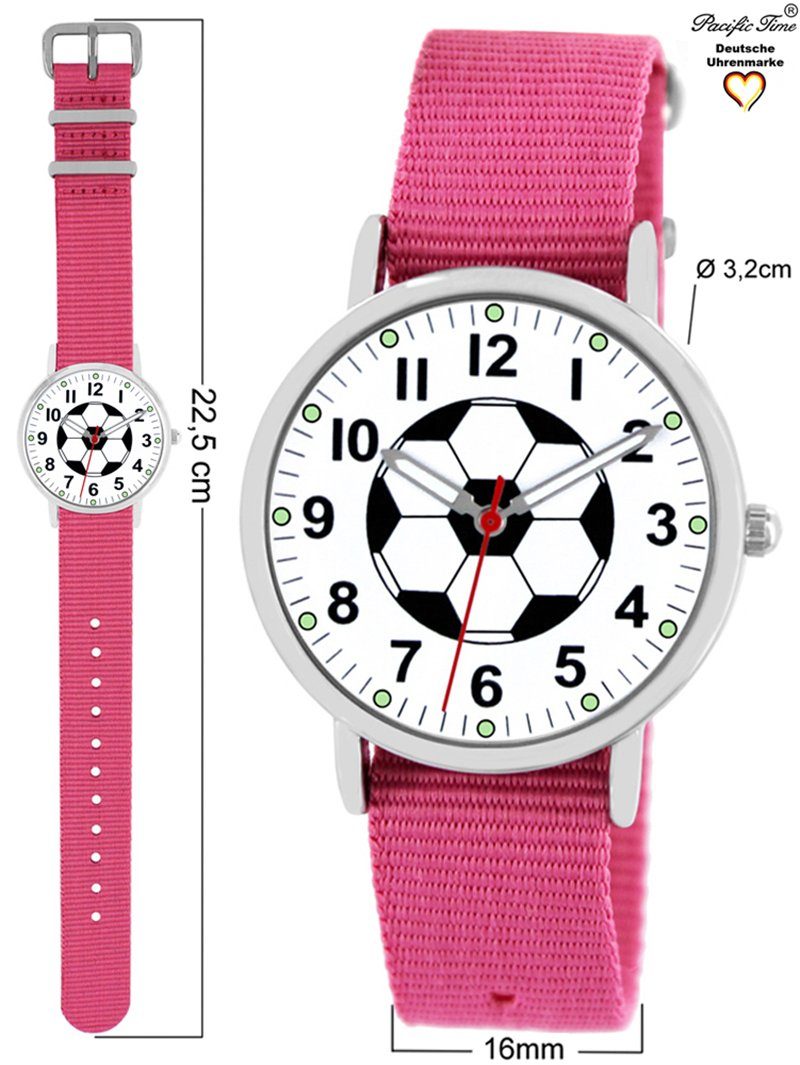 Pacific Time Quarzuhr Kinder und - rosa Wechselarmband, Design Gratis Fußball Match Mix Versand Armbanduhr