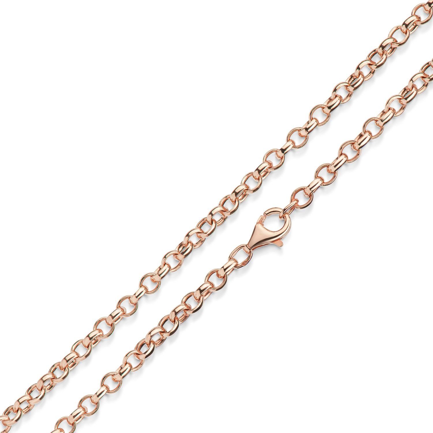 Materia Gliederkette Damen Erbskette Rosegold K60, Echtsilber 925, rosevergoldet