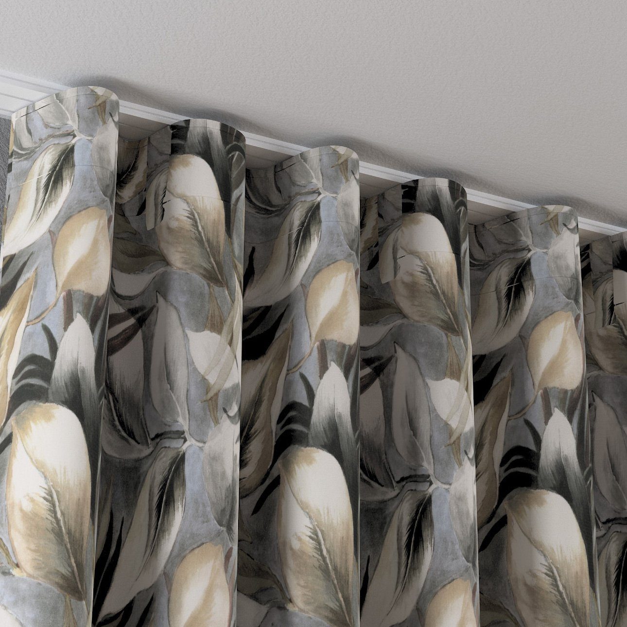 Vorhang Wellenvorhang grau-beige Dekoria Abigail, cm, 65x100
