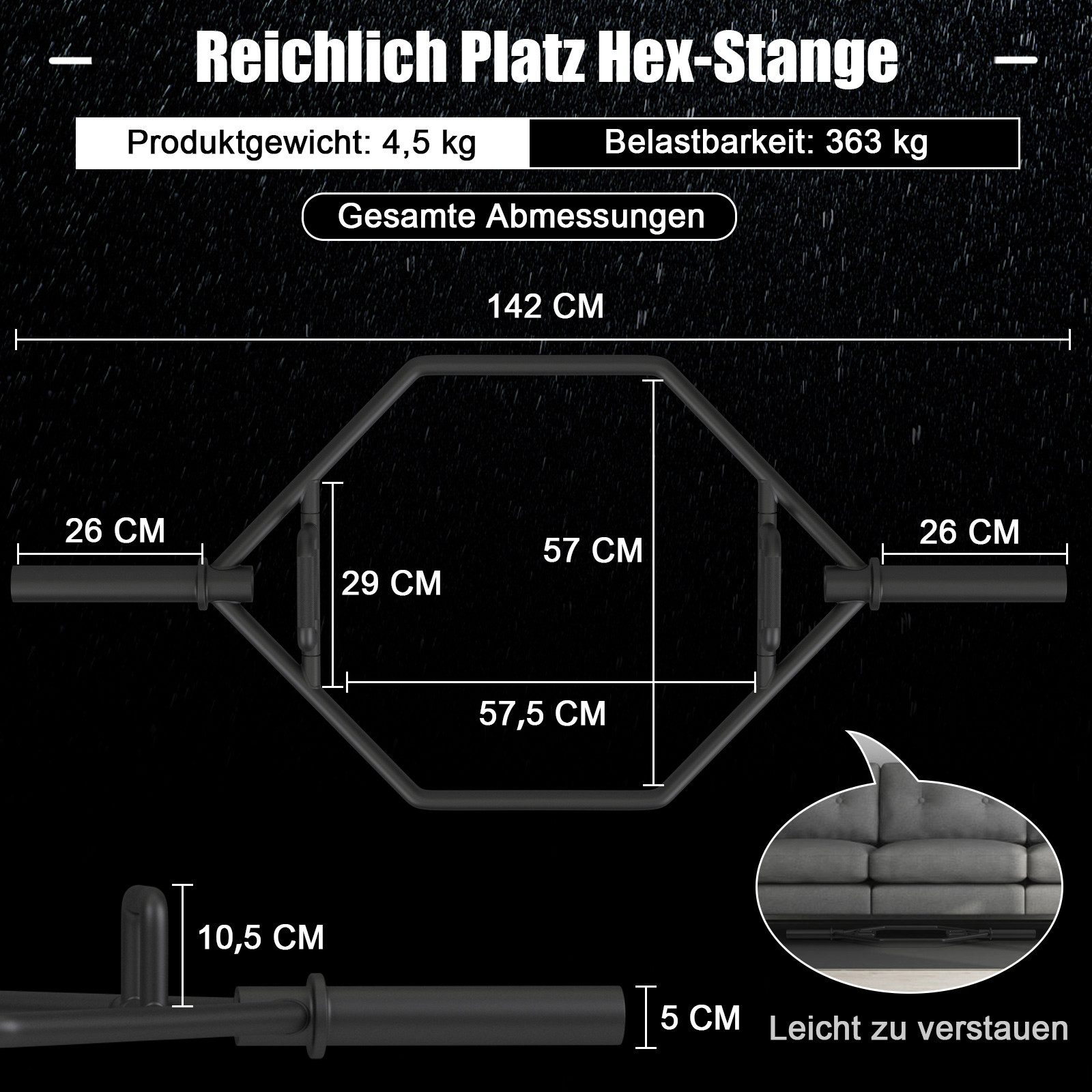 COSTWAY Langhantel, Olympische Trap Bar, 142 cm Hantelstange