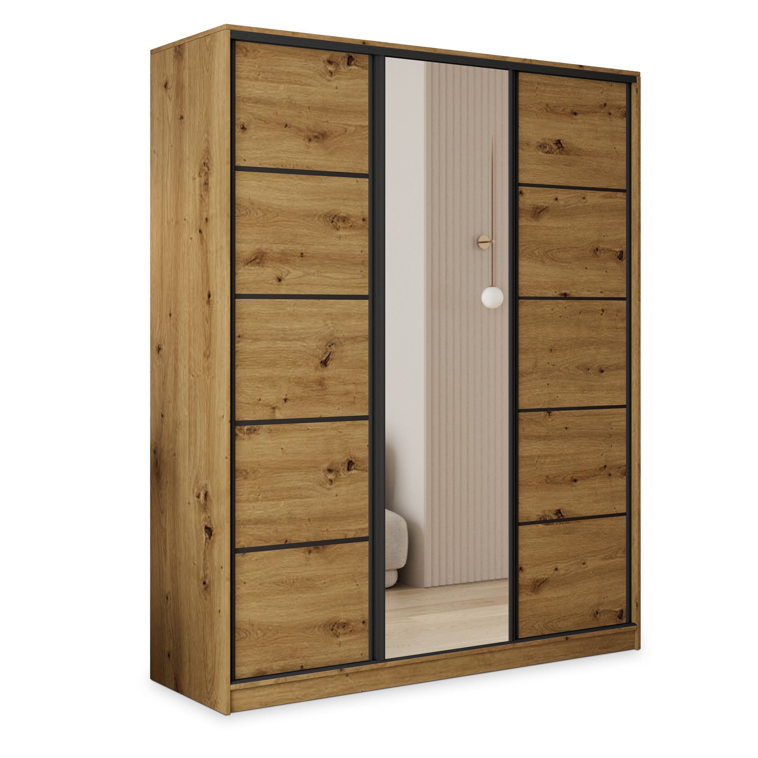 Masseno Schwebetürenschrank PINA Kleiderschrank mit Spiegel und Schubladen günstig online kaufen