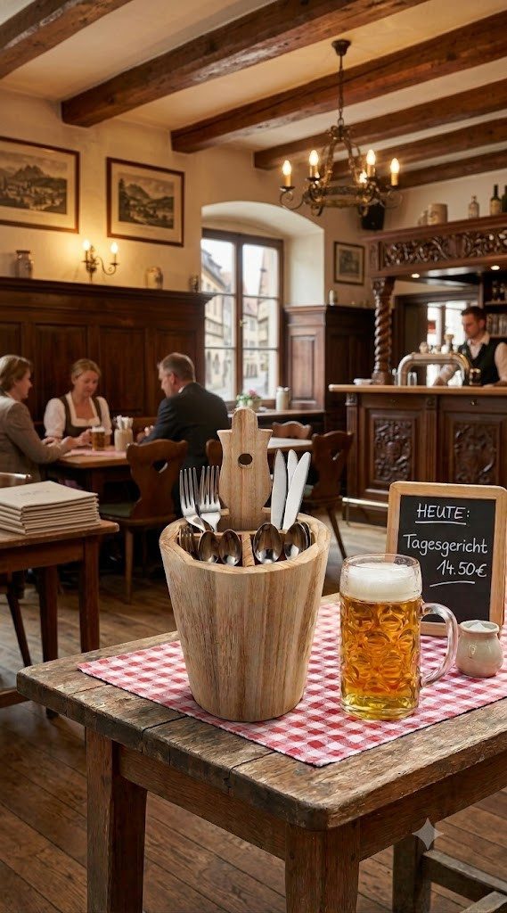 Sendez Besteckkorb Besteckbehälter mit drei Kammern Besteckfass Besteckkasten, Holz – Bild 4 von 4