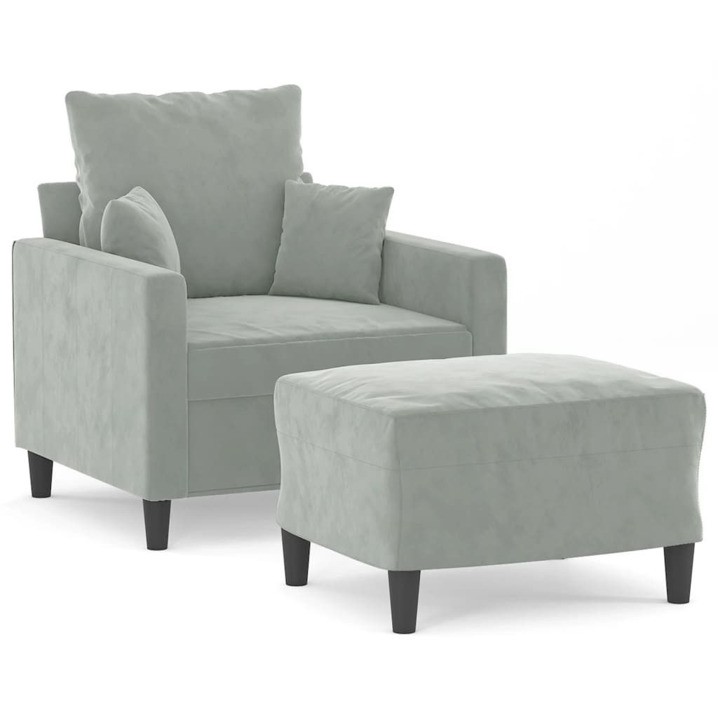 vidaXL Sofa Sessel mit Hocker Hellgrau günstig online kaufen