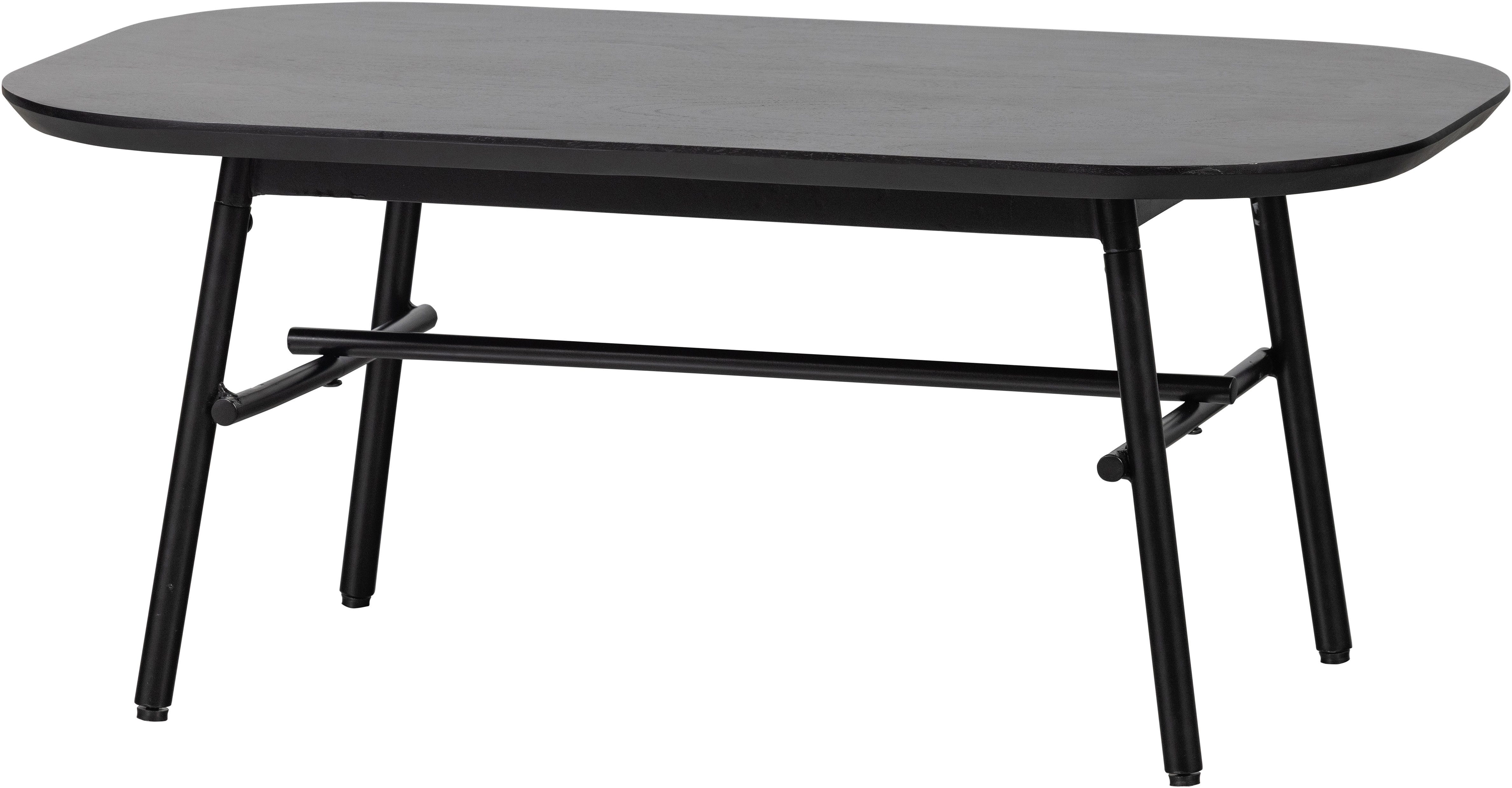 WOOOD Couchtisch Elegance mit Massivmangoholz und Metallgestell B 100 x T 60 x H 43 cm, Tischblattdicke 3 cm, Querstange zur Verstärkung, Metallgestell Ø 3 cm