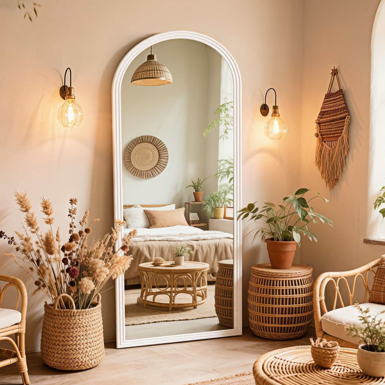 BBG Ganzkörperspiegel 160x50 cm Ganzkörperspiegel, Holz, gebogener Rahmen,f günstig online kaufen