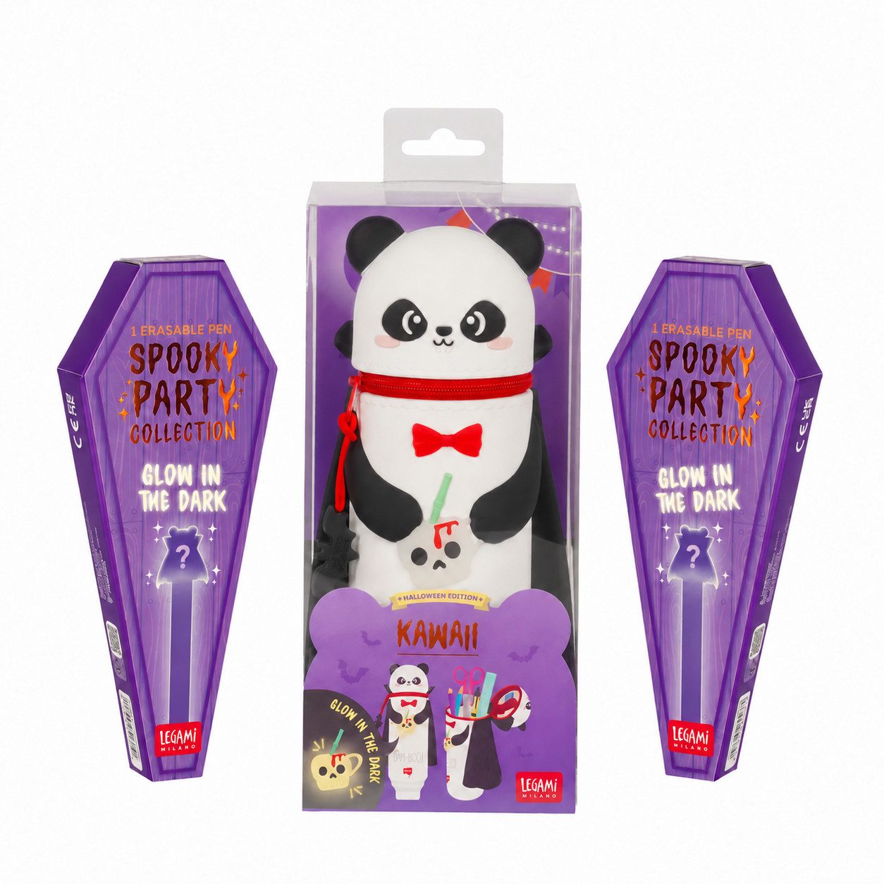 Legami Buntstift LEGAMI Schreibset Kawaii Halloween Panda Glow, 3-teilig