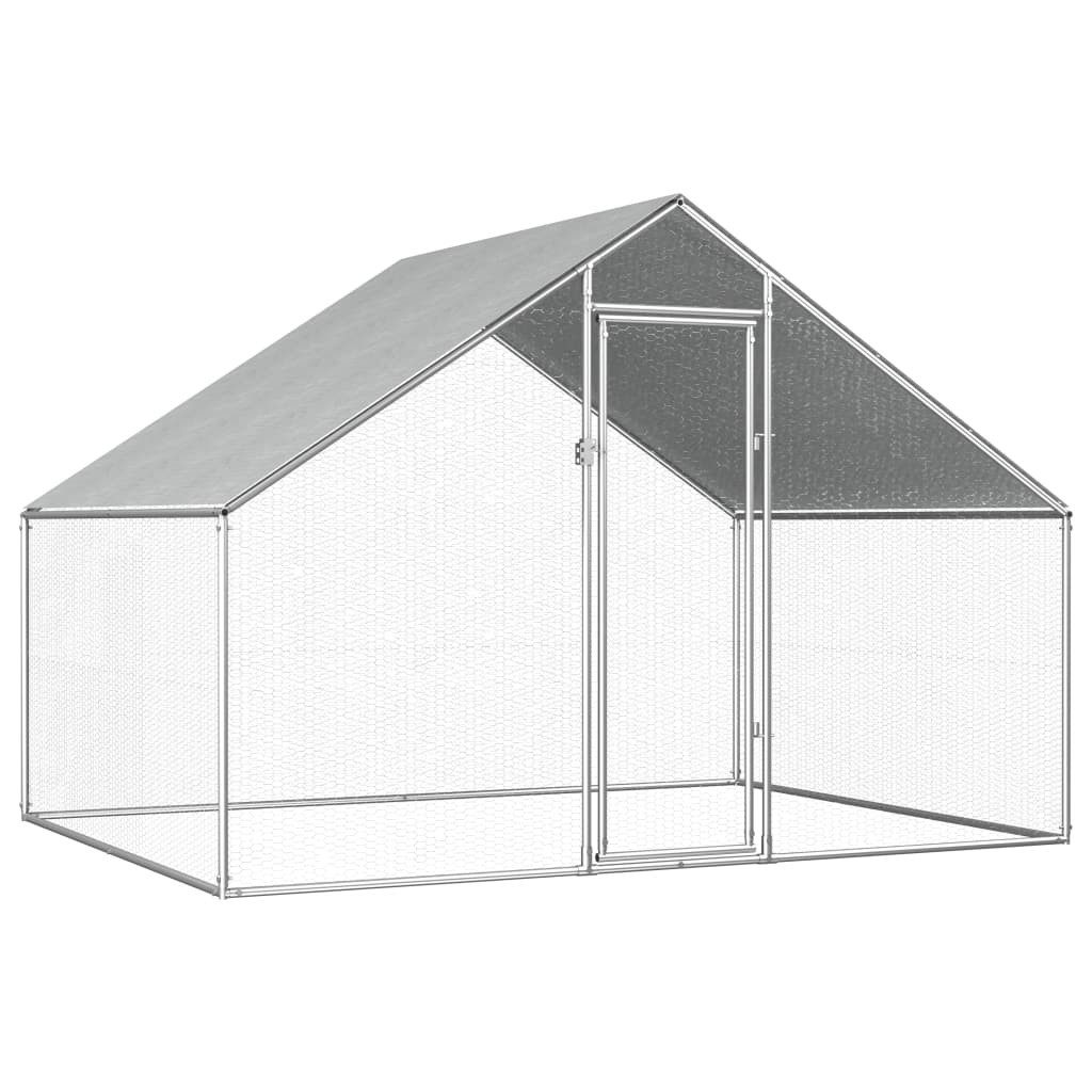 vidaXL Hühnerstall, Outdoor-Hühnerkäfig 2,75x2x1,92 m Verzinkter Stahl