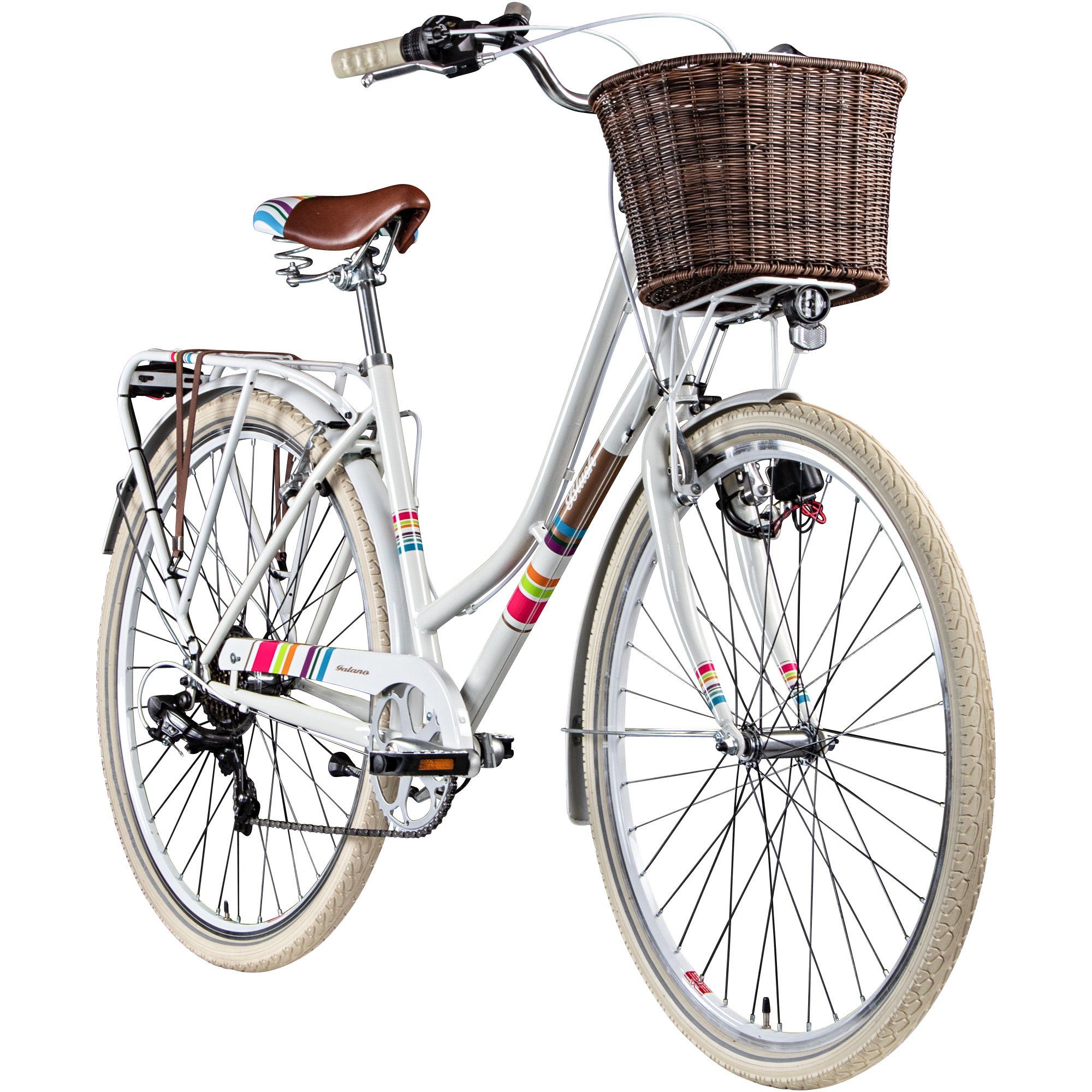 Galano Cityrad »Blush«, 7 Gang, Kettenschaltung, Hollandrad 28 Zoll mit  tiefem Einstieg Damen Fahrrad ab 155 cm mit Korb und Licht