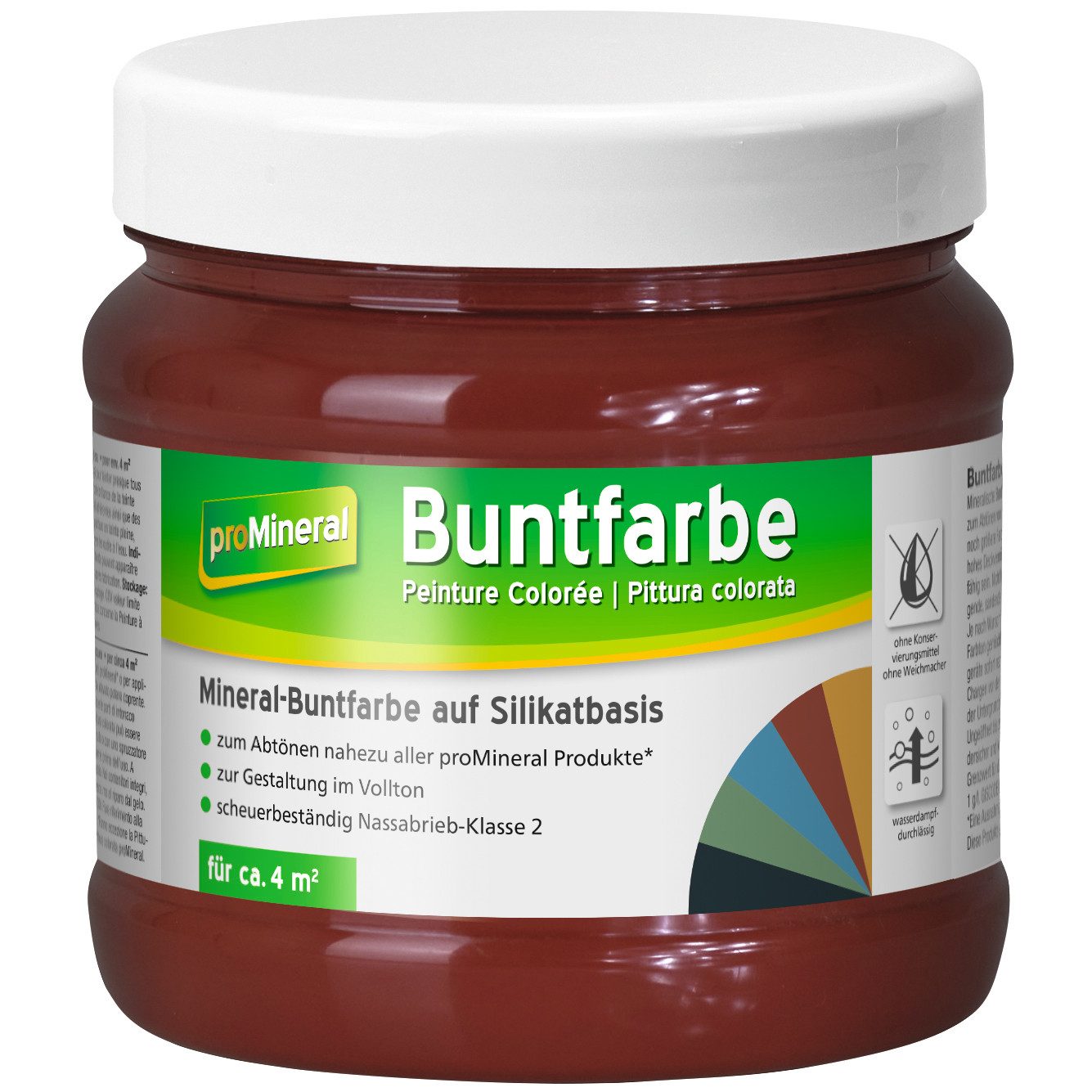 proMineral Vollton- und Abtönfarbe proMineral Buntfarbe Wilder Wein 12 (750ml), hohe Farbbrillanz, sehr gutes Mischverhalten, konservierungsmittelfrei