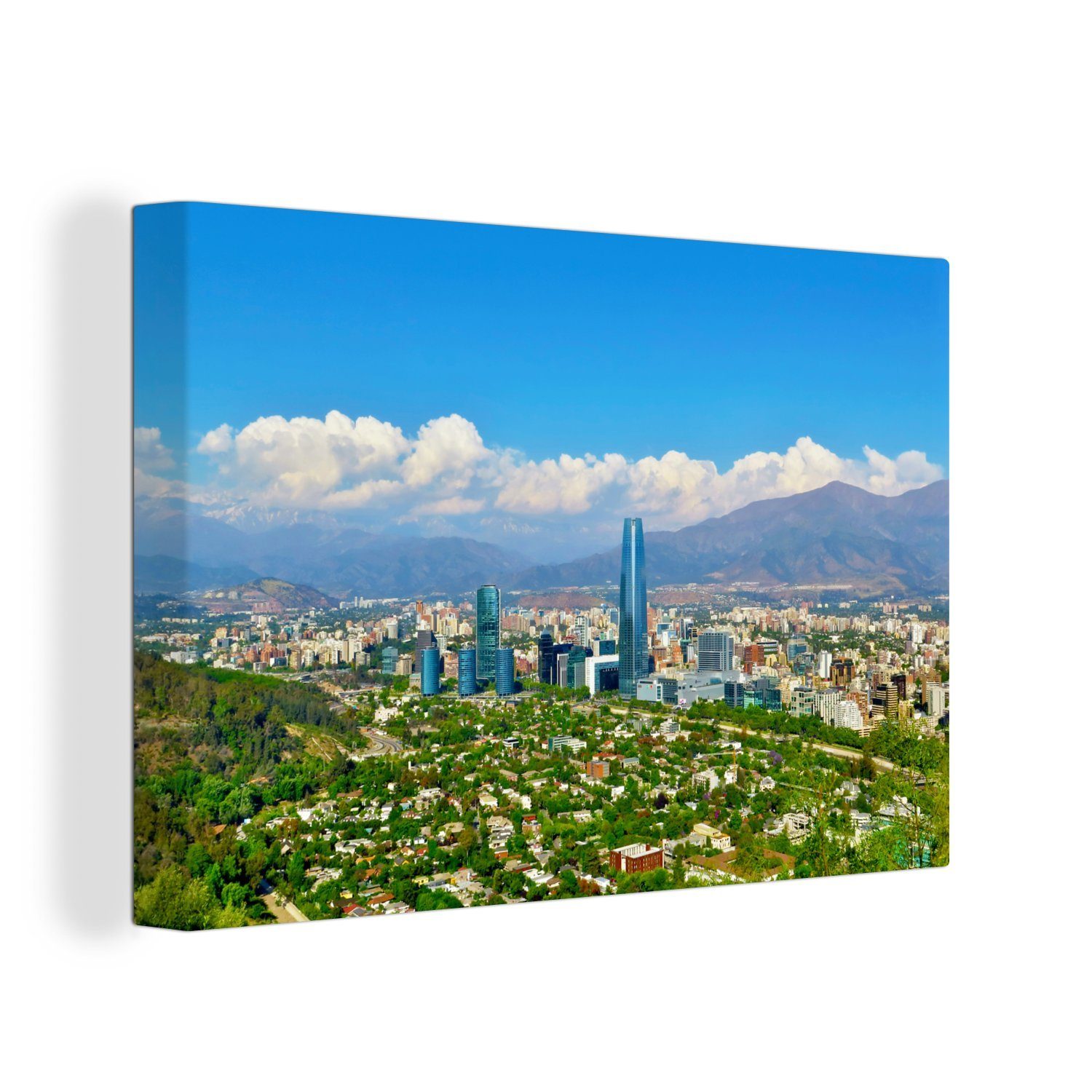 OneMillionCanvasses® Leinwandbild Farbenfrohe Umgebung rund um die Stadt Santiago in Chile, (1 St), Wandbild Leinwandbilder, Aufhängefertig, Wanddeko, 30x20 cm