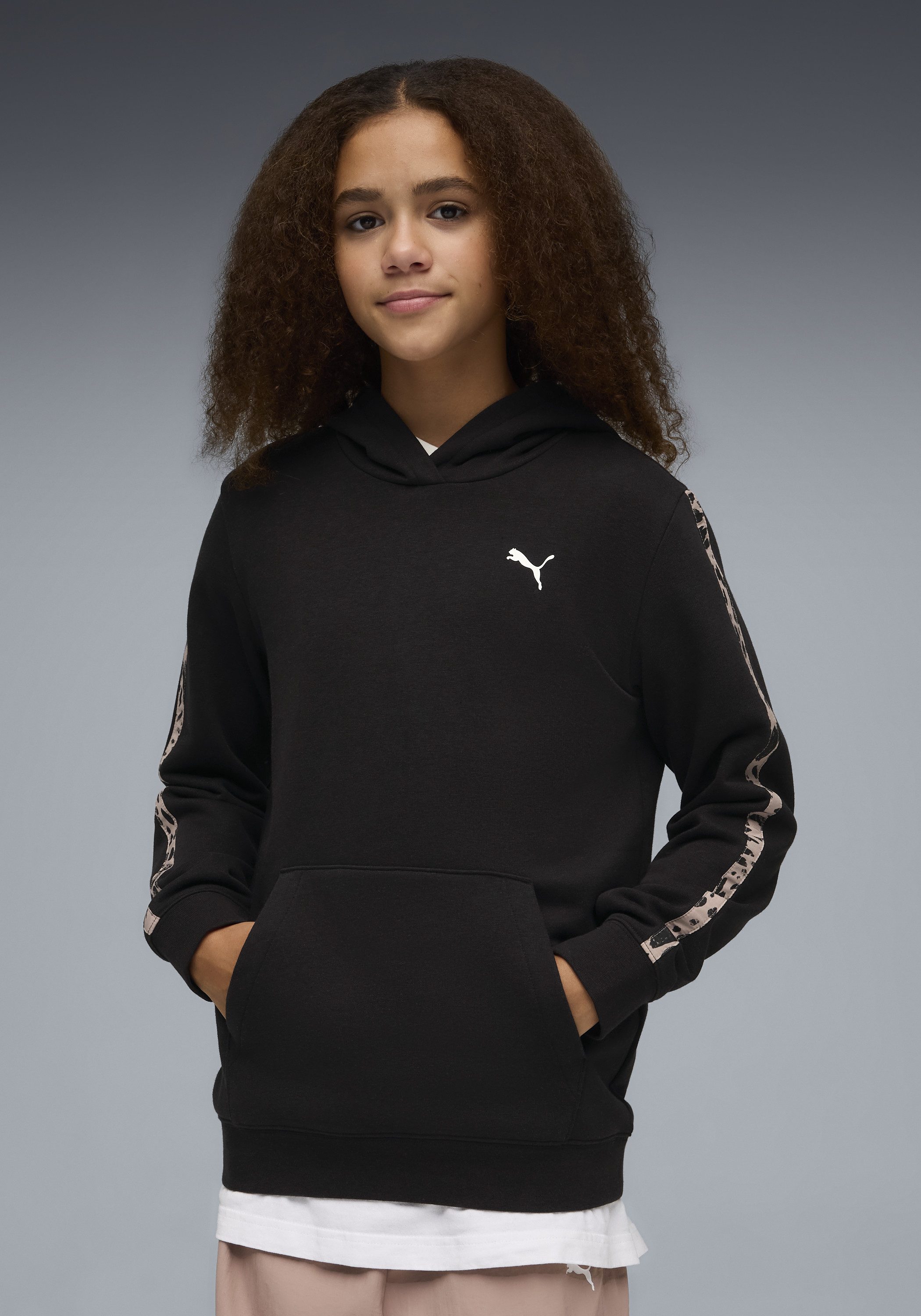 PUMA Kapuzensweatshirt ESS GRAPHIC ANIMAL HOODIE TR G für Jugendliche, sportlicher Stil, mit Kapuze, mit Kängurutasche