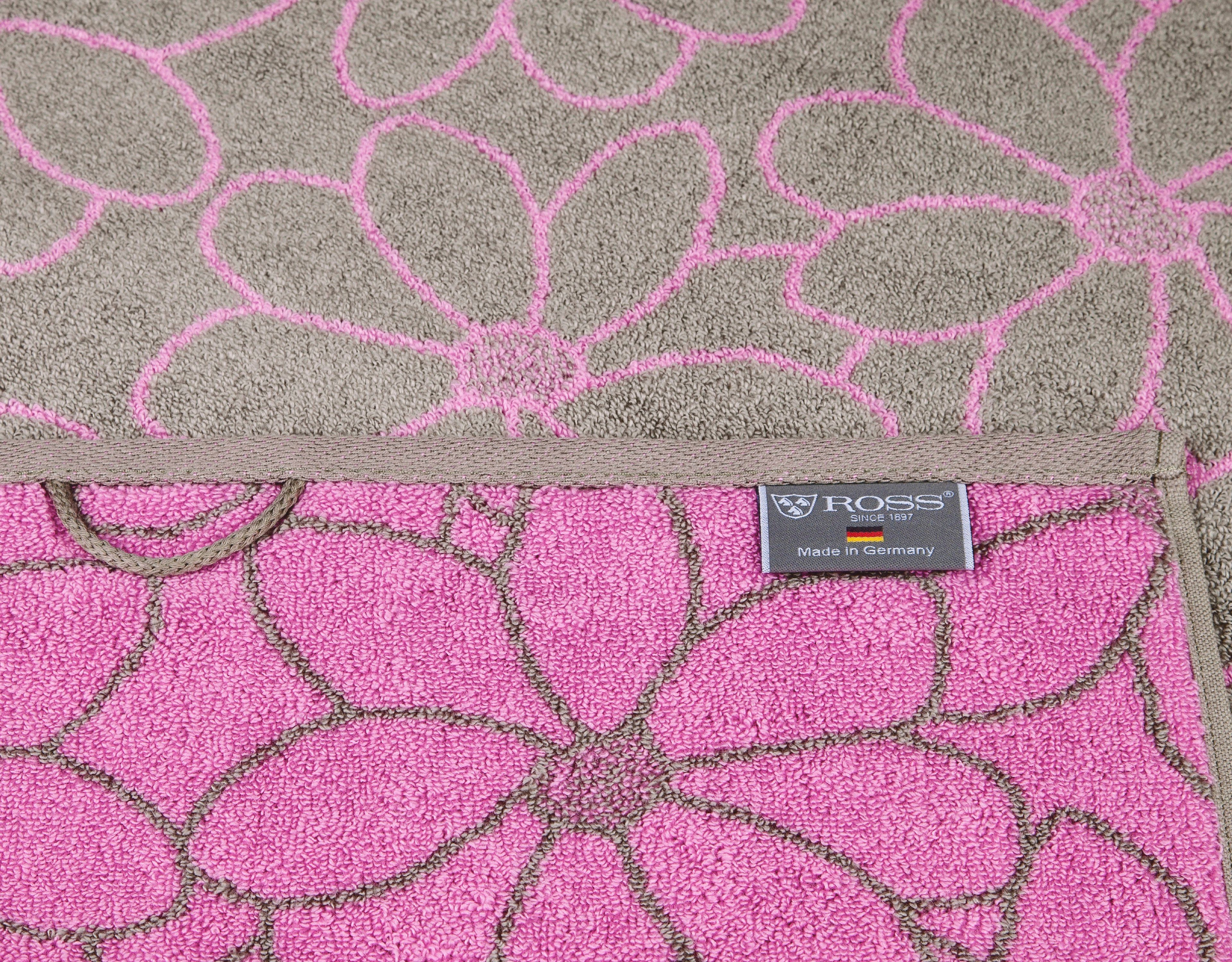 feinster Flanell-Mauve Blütenfond, Mako-Baumwolle ROSS (2-St), Frottier aus Handtücher