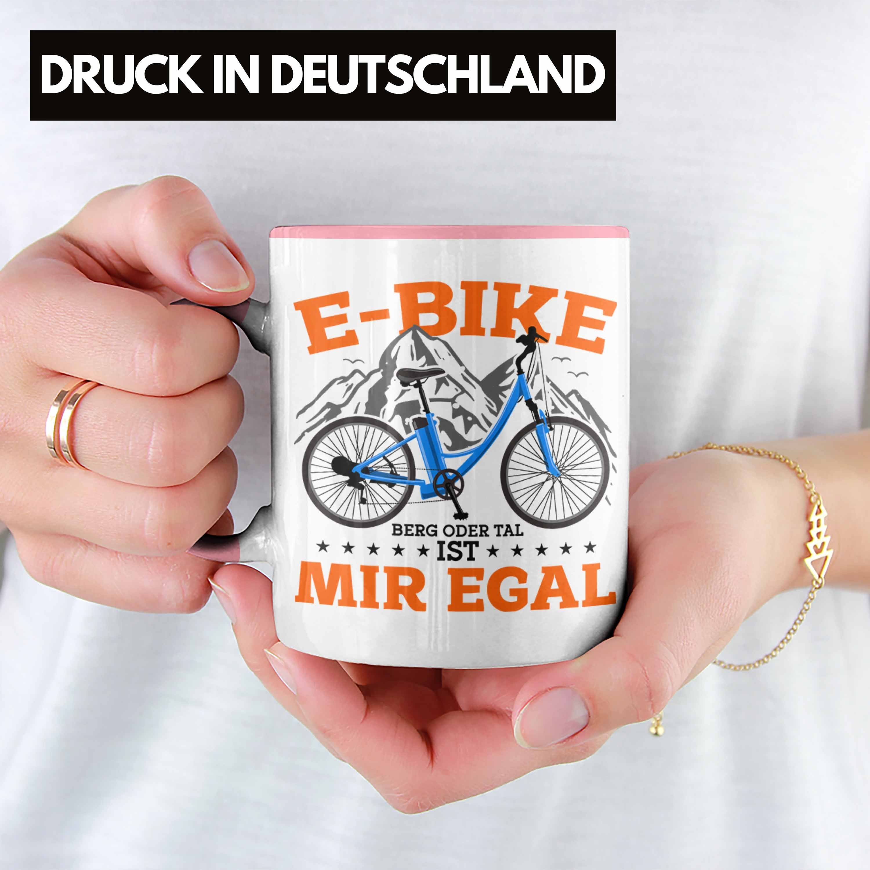 Trendation Tasse Lustige Tasse E-Bike E-Bike Geschenkidee Rosa Geschenk Sprüche Fans
