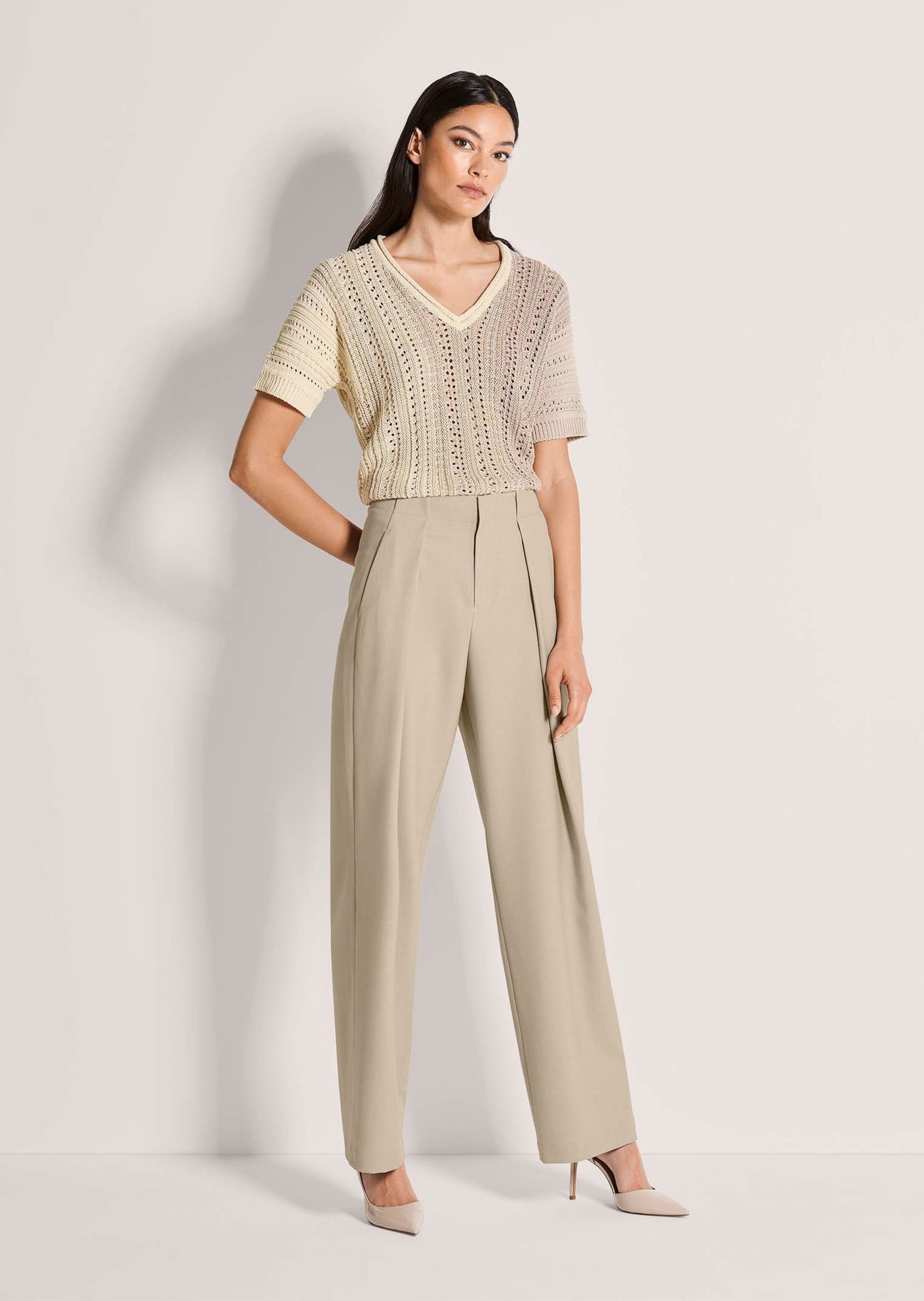 MADELEINE Stoffhose Jerseyhose mit weitem Bein Palazzohose mit angesetztem Bund, Taschen und Knöchellänge