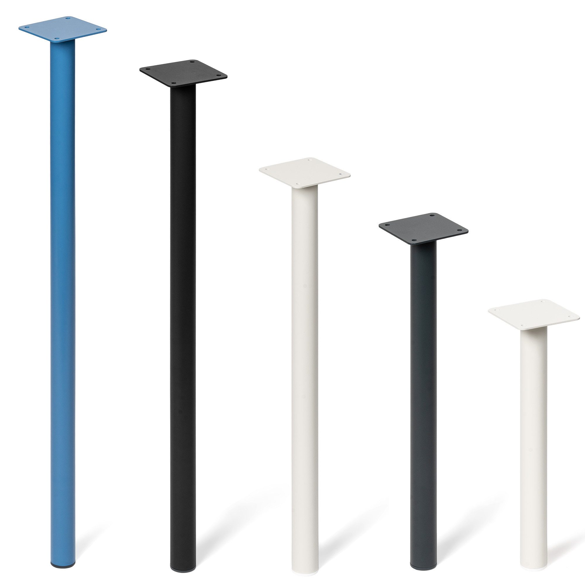 HOLZBRINK Tischbein Tischbeine 43 cm Metall Blaugrau 4 Stk. Ø42,4 mm, Möbelfüße für Couchtisch, Nachttisch, Bank, TV-Tisch