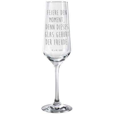 Mr. & Mrs. Panda Sektglas Dieses Glas gehört der Freude - Transparent - Geschenk, Spülmaschinen, Premium Glas, Stilvolle Gravur