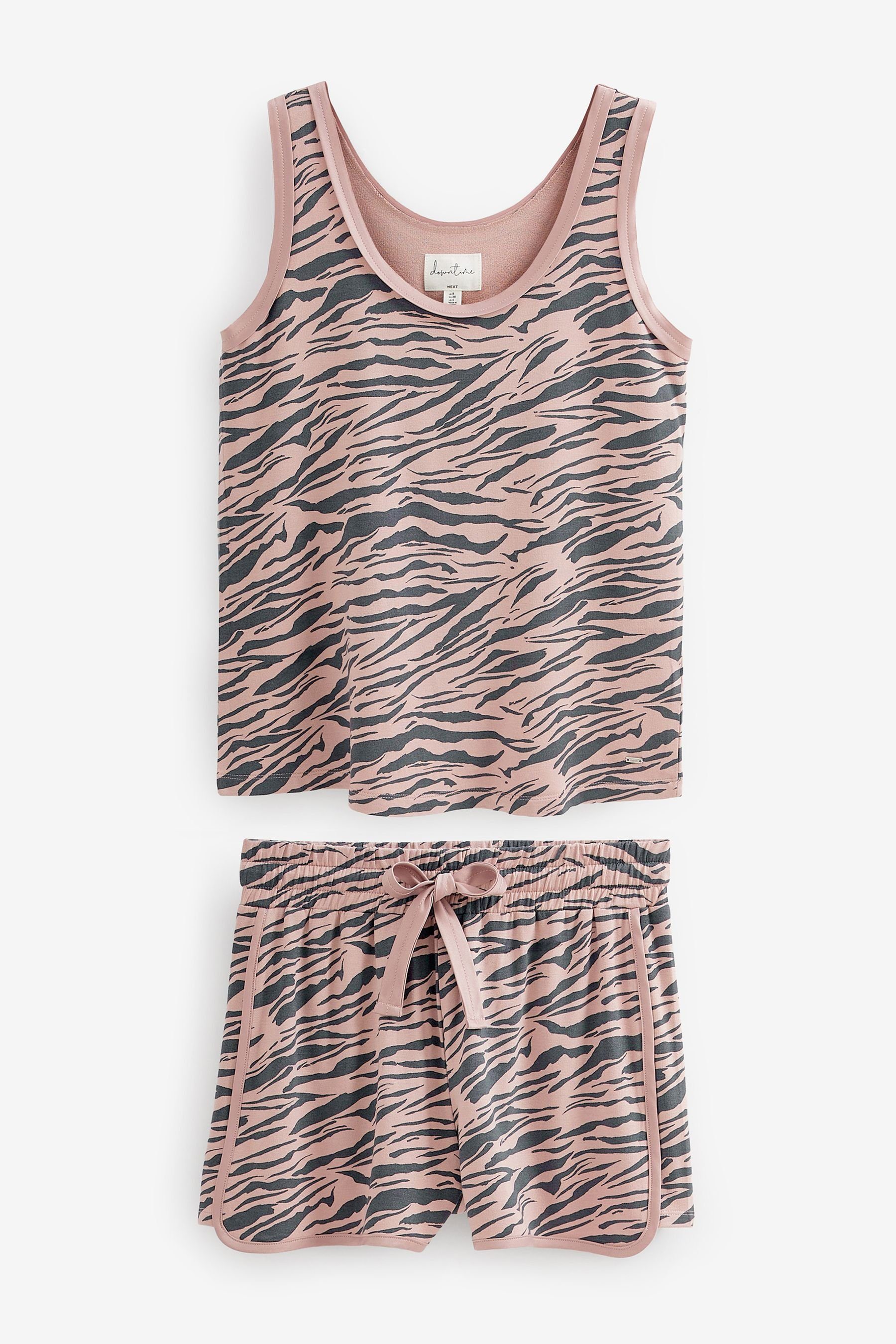 Next Loungeanzug Trägertop im aus und Zebra Pink tlg) (2 Shorts Set Jersey