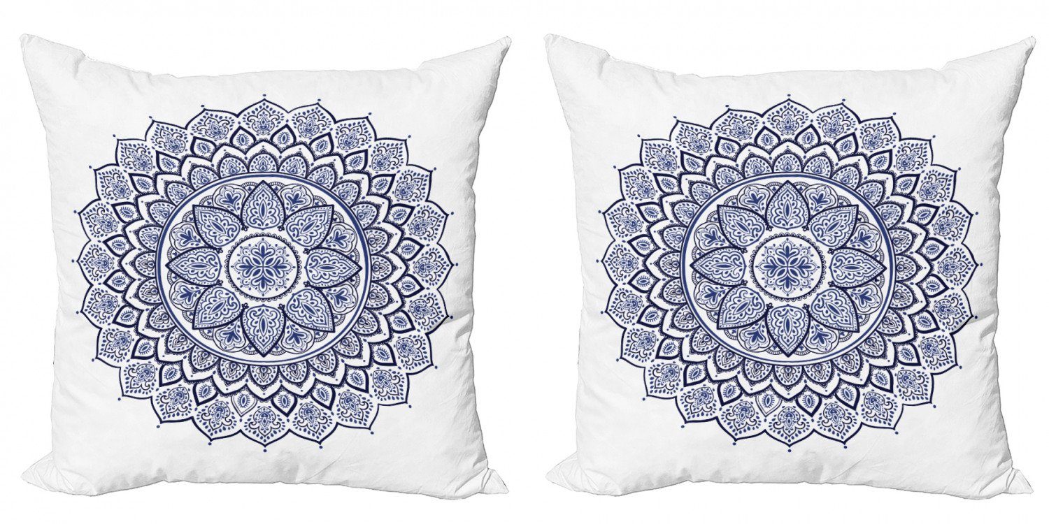 Abakuhaus Stück), Doppelseitiger Modern Accent Digitaldruck, (2 Mandala Kissenbezüge Blauer Meditative Blumenkunst