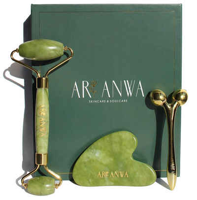 ARI ANWA Skincare Gesichtsmassagegerät The Glow Kit Jade – Face Yoga Set: Gua Sha, Jade Roller & 3D