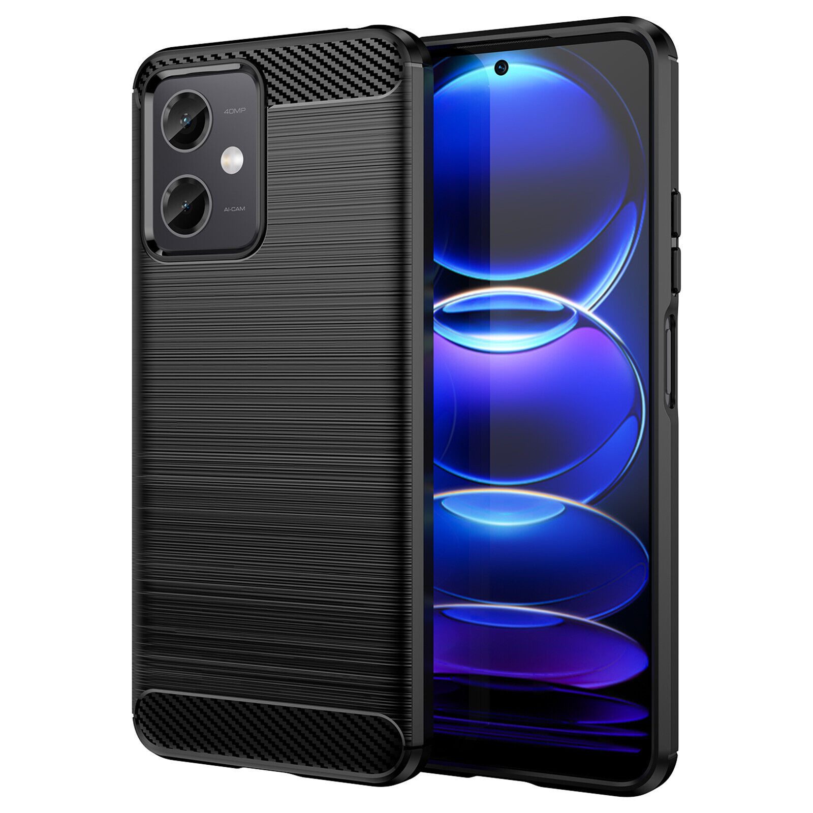 betterfon Handyhülle Carbon Hülle für Poco X5 5G Backcover TPU Silikon Bumper Schwarz, Carbon-Look – stoßfestes Case mit Air-Cushion & Metall-Optik