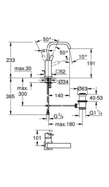 Grohe Badarmatur Einhand-Waschtischbatterie ALLURE DN 15, U-Auslauf chrom