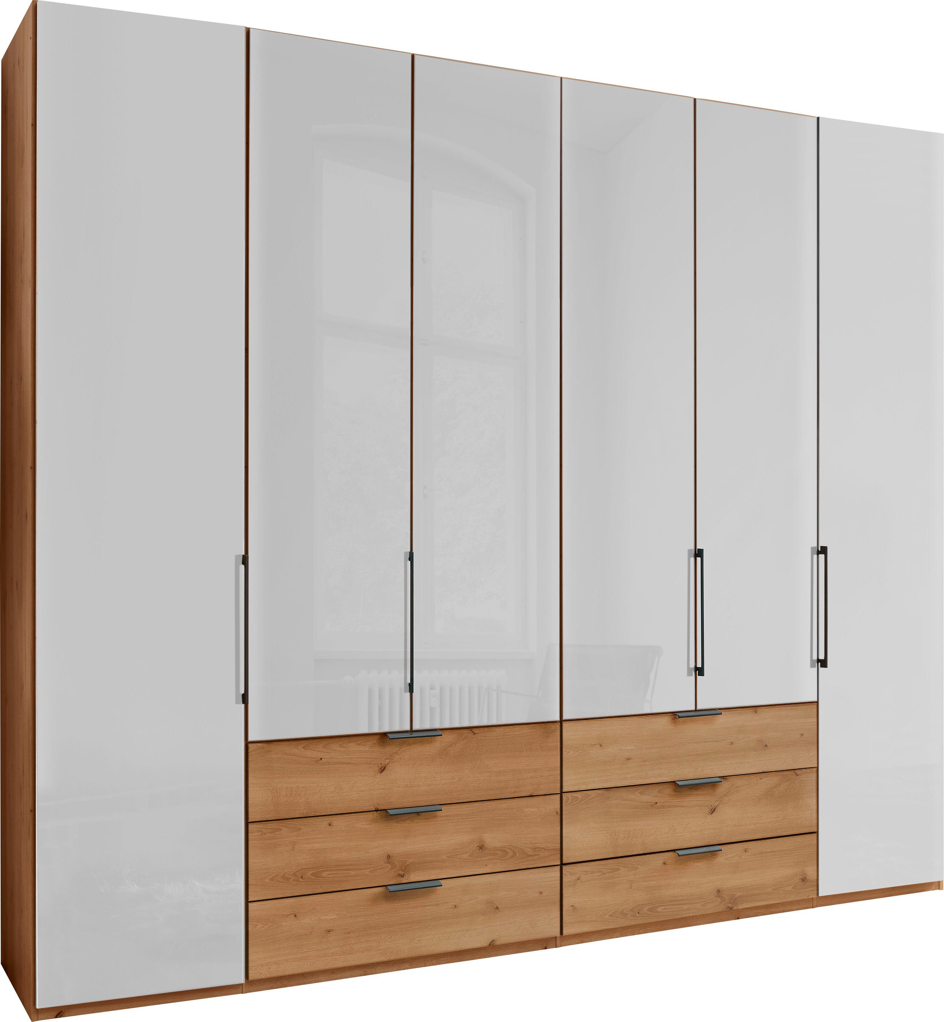 WIEMANN Falttürenschrank Monaco Teil-Glasfront sowie hochwertige Beschläge inkl. Schubladendämpfung