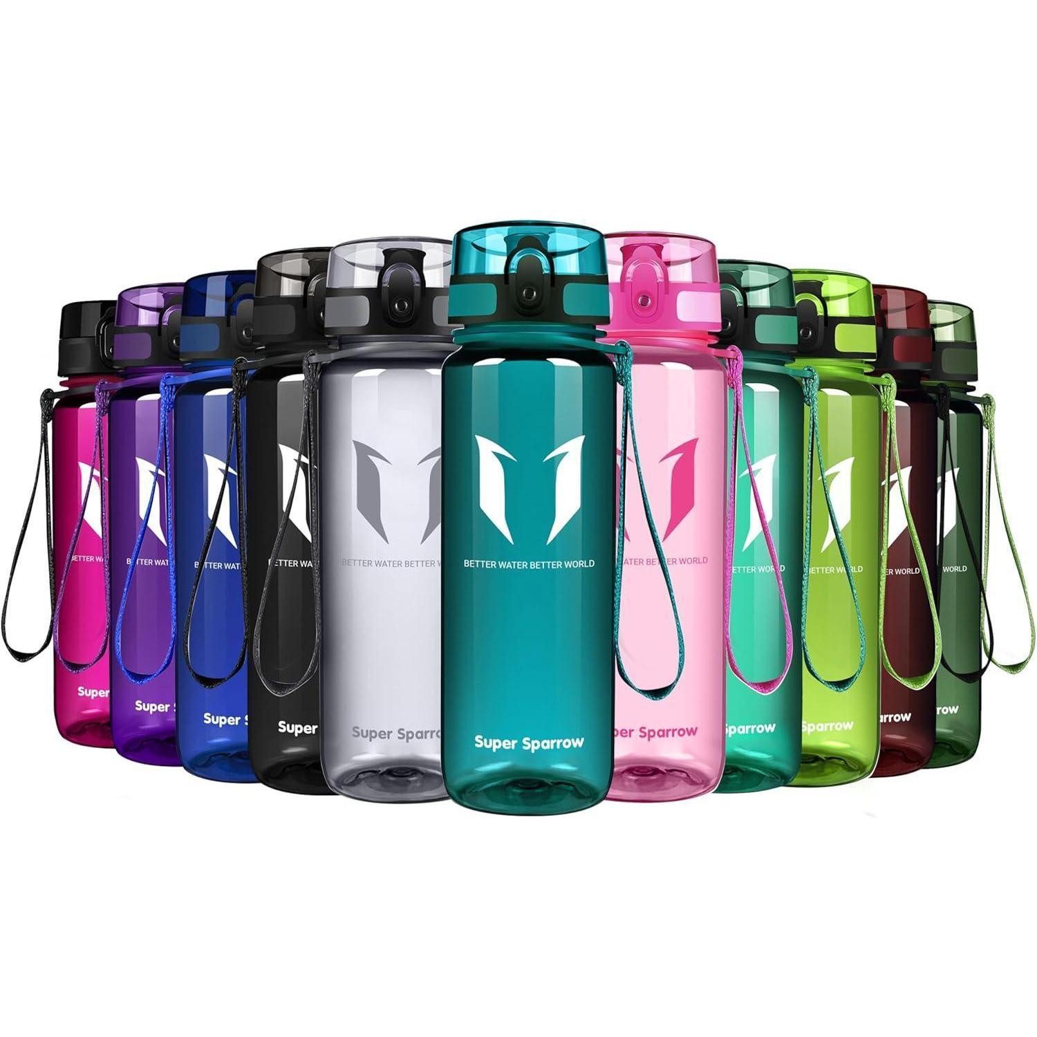 LuxusKollektion Trinkflasche Trinkflasche Tritan BPAfrei Sportflasche 1000ml 500 ml Glossy Seeglas