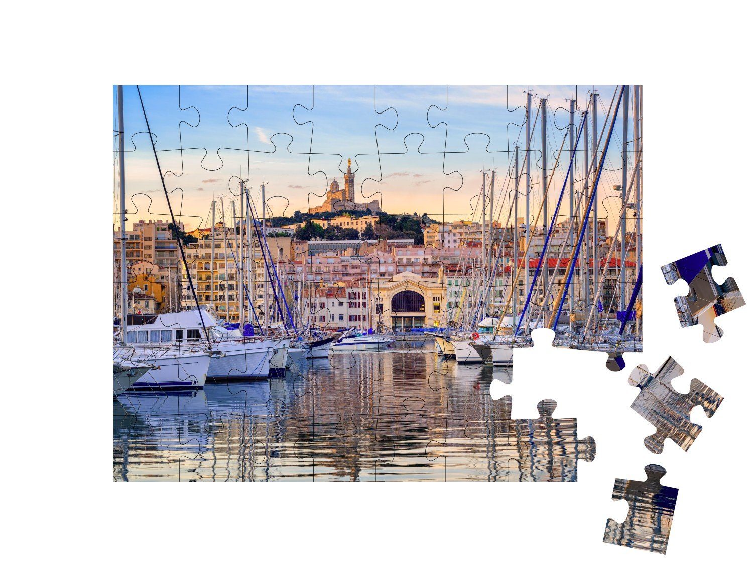 puzzleYOU Puzzle Yachten im Wasser vor Marseille, Frankreich, 48