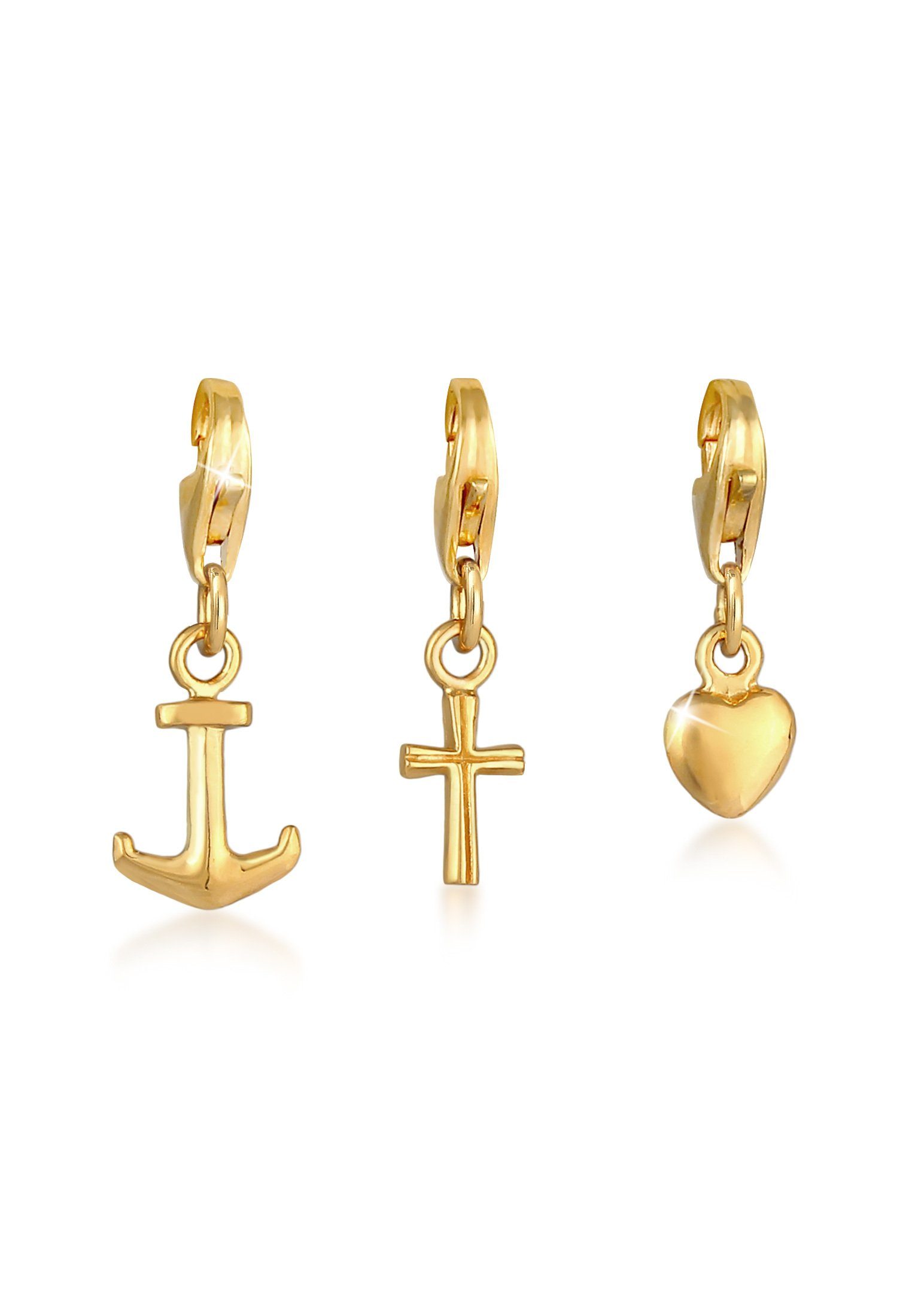 Charm-Einhänger Kreuz Herz Anker Liebe Glaube (3 tlg) 925 Silber