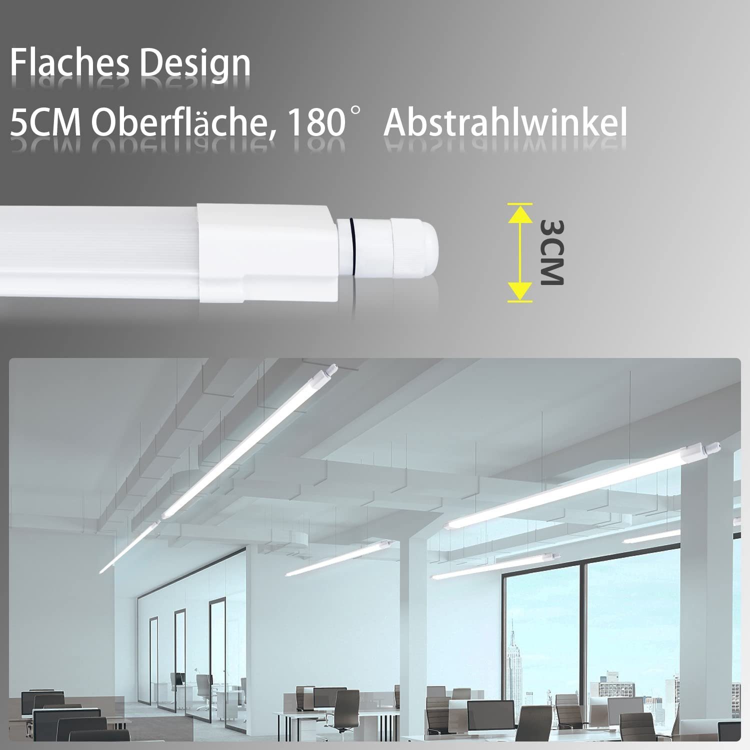 LED Kaltweiß fest Leuchtstoffröhre Deckenleuchte IP65 Wasserfest integriert, 120cm, ZMH