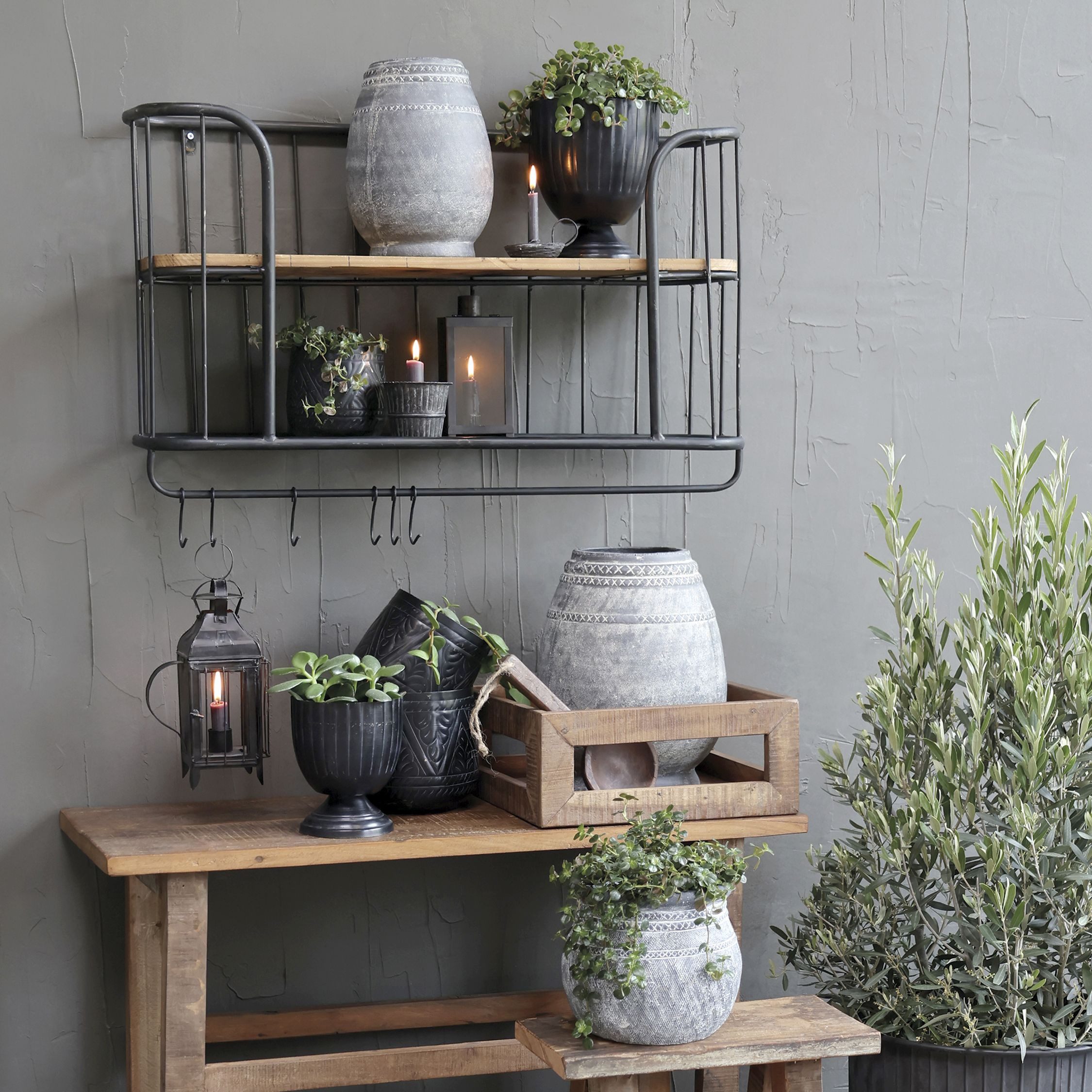 Annimuck Wandregal Chic Antique Regal mit 5 Haken H50/L79/B22 cm antique sc günstig online kaufen