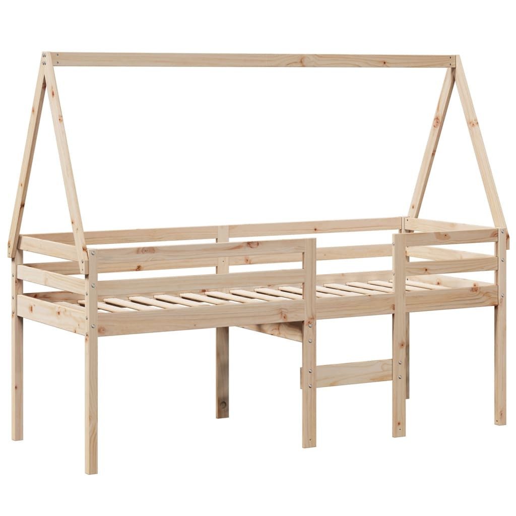 vidaXL Bett Hochbett mit Dach 80x200 cm Massivholz Kiefer