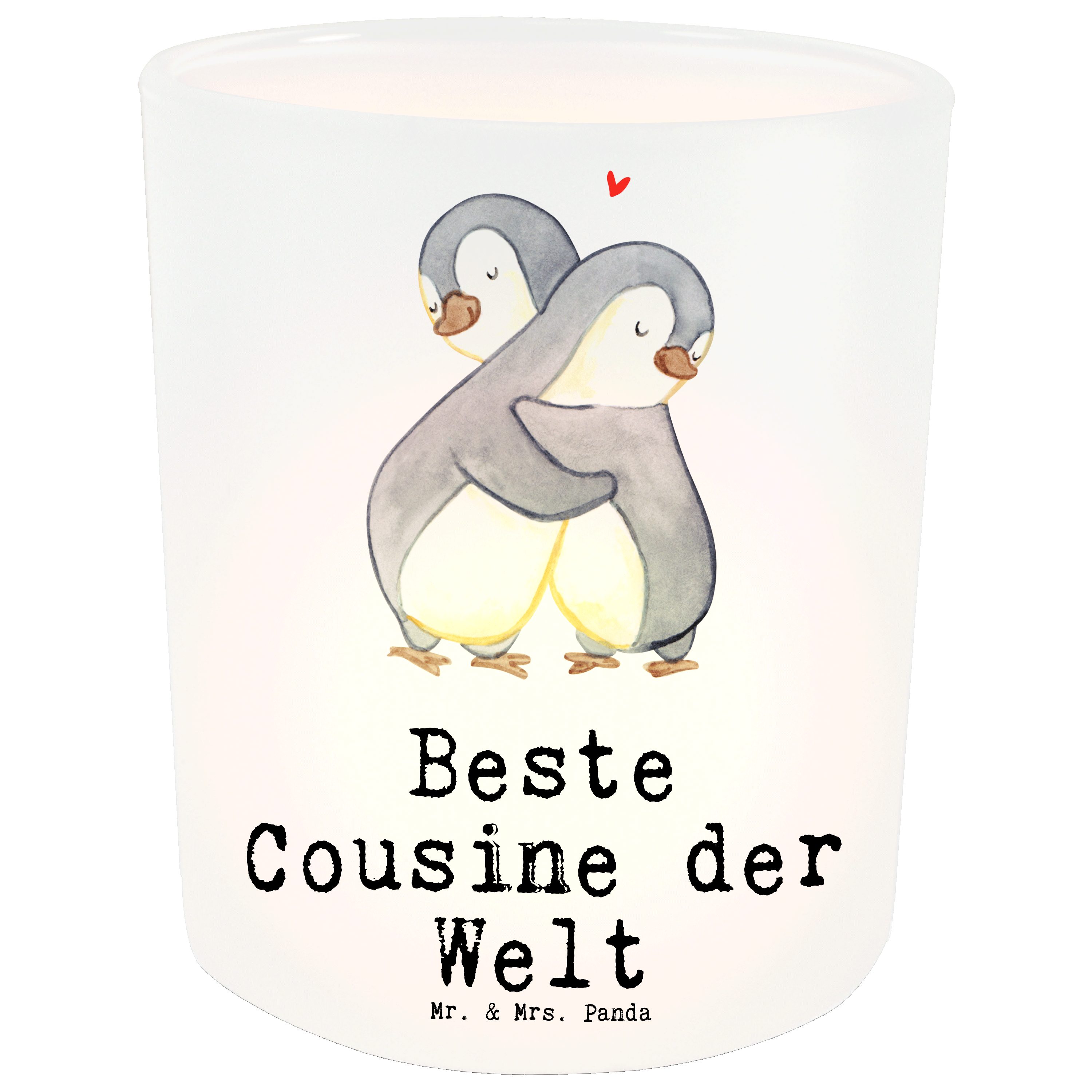 Mr. & Mrs. Panda Tochter - - Cousine der Transparent St) (1 Geschenk, von Beste Pinguin Welt Windlicht
