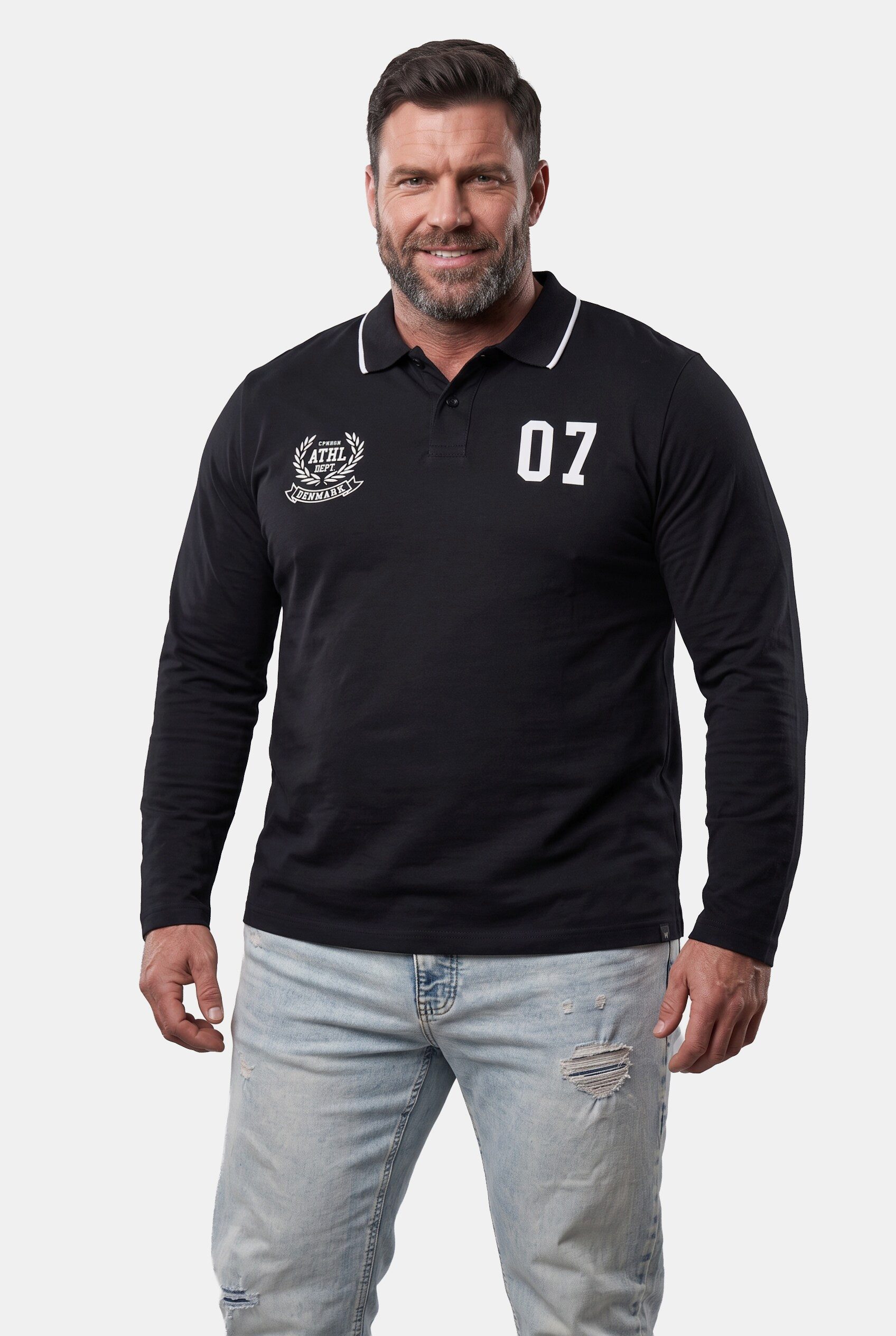 Men Plus T-Shirt Men+ Langarmpoloshirt Print bis 8 XL