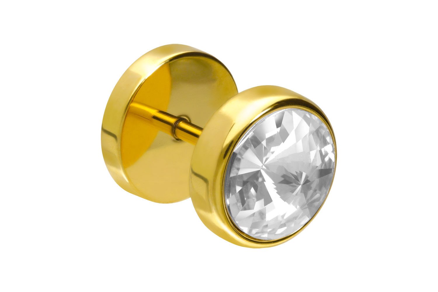 PIERCINGLINE Fake-Ear-Plug Chirurgenstahl Fake Plug GROSSER KRISTALL (Fake Plugs, 1-tlg)