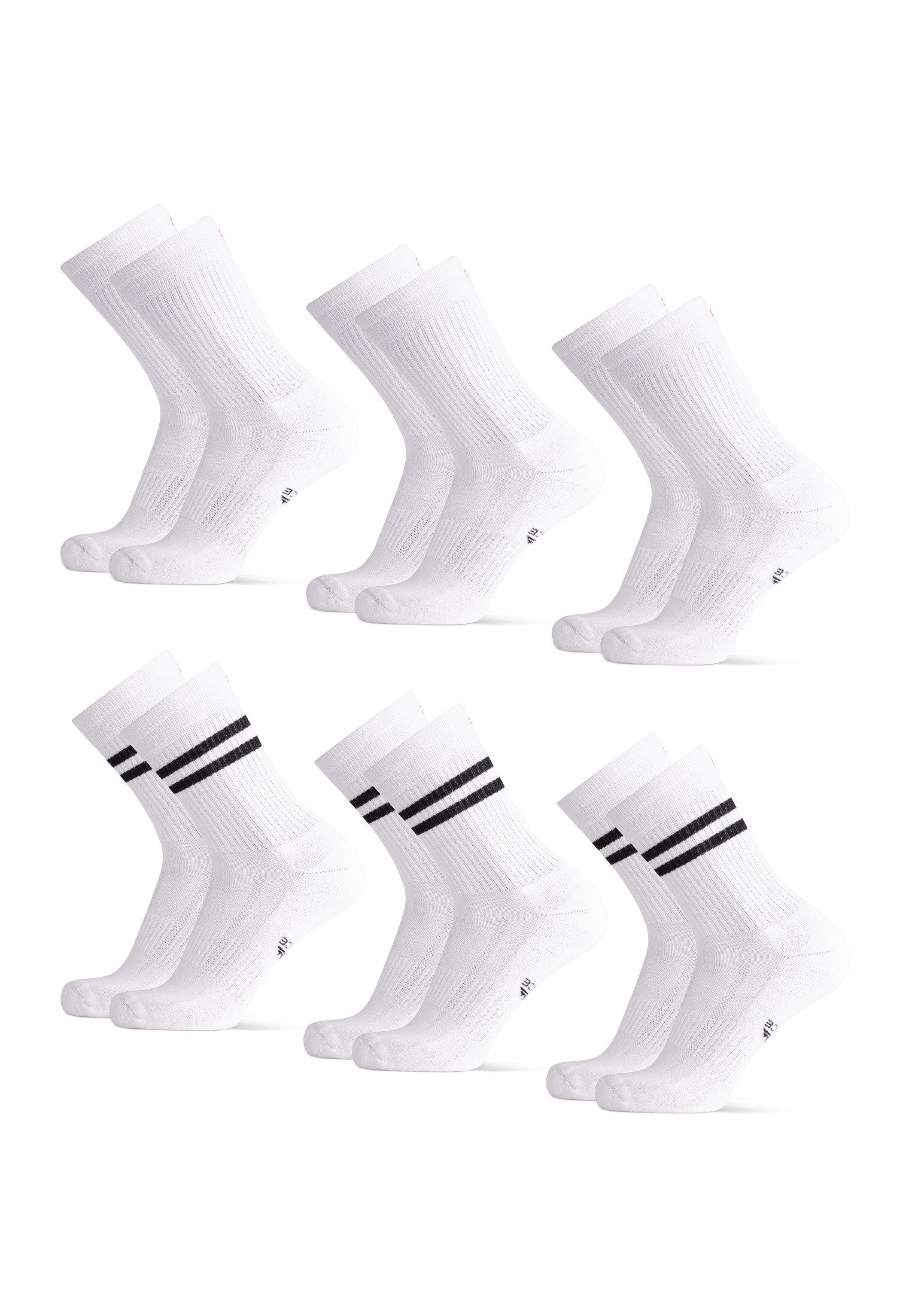 DANISH ENDURANCE Basicsocken Tennis Crew 6 Paar Baumwolle Tennissocken – Bequem, Atmungsaktiv & Retro