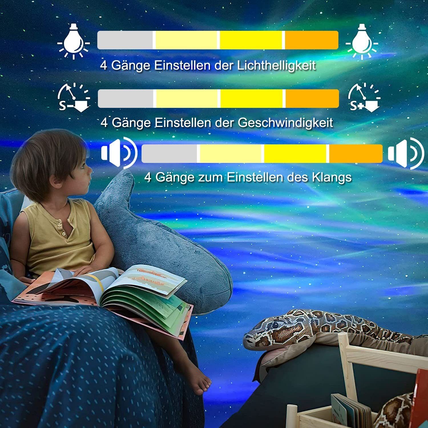 XERSEK LED Sternenhimmel Projektor Kinder Nachtlicht GALAXY Lampe Beamer (Weihnachtsbeleuchtung,Halloween Lichter,mit Fernbedienung, Beleuchtungsmodi,Bluetooth Lautsprecher & Timer Funktion)