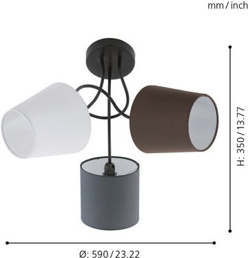 EGLO Deckenleuchte ALMEIDA, Leuchtmittel wechselbar, ohne Leuchtmittel, schwarz / Ø59 x H35 cm / Deckenlampe aus Stoff - Textilschirm