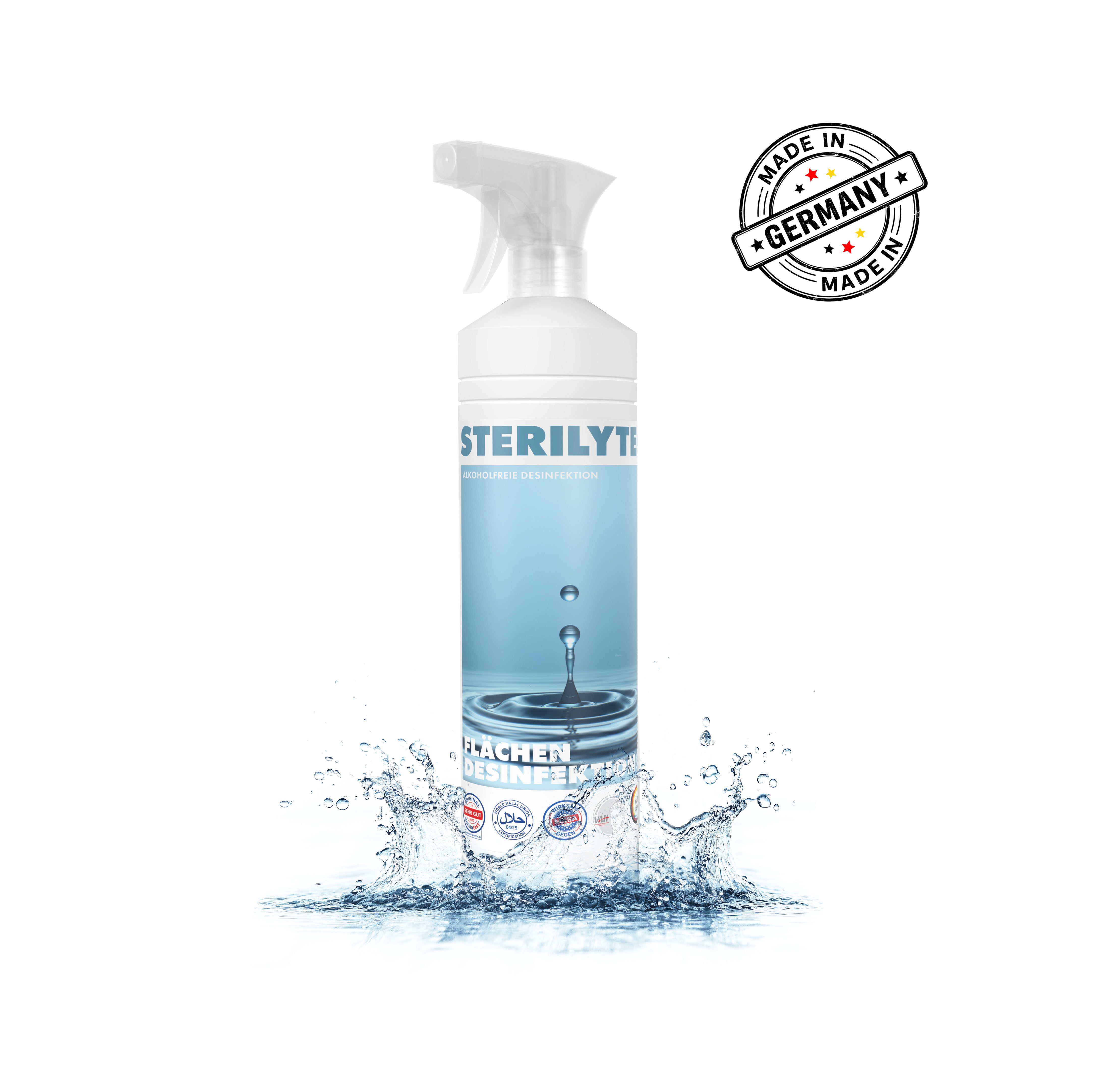 Sterilyte Flächendesinfektion - alkoholfrei - Halal & Koscher Oberflächen-Desinfektionsmittel (1000ml)