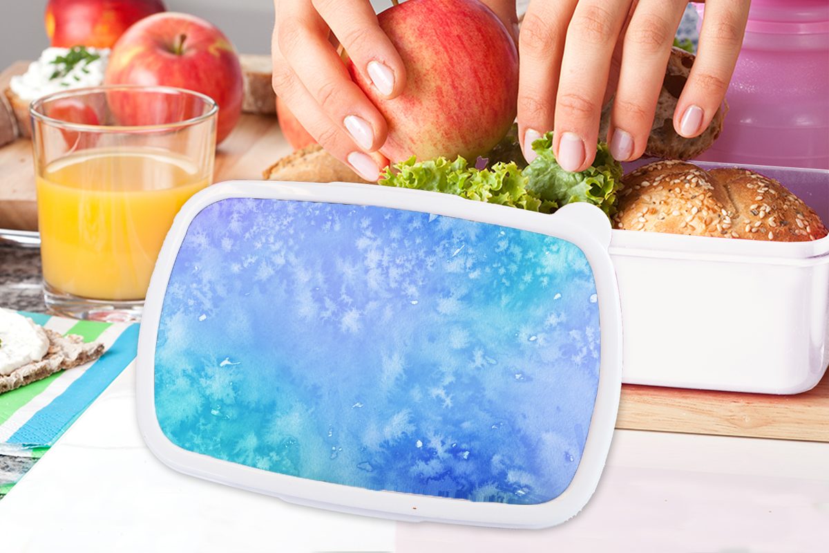 Kunststoff, - Mädchen MuchoWow Brotbox und Lila und Lunchbox - für Jungs Aquarell - Kinder Blau für weiß Erwachsene, Hellblau, (2-tlg), Brotdose,