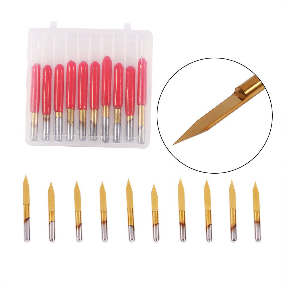 GARRYFIZH Fräser-Set 10 Stück 3,175 mm titanbeschichtete CNC-Gravierfräser, Gravierwerkzeug, 10-tlg., Hohe Härte, Korrosionsbeständigkeit