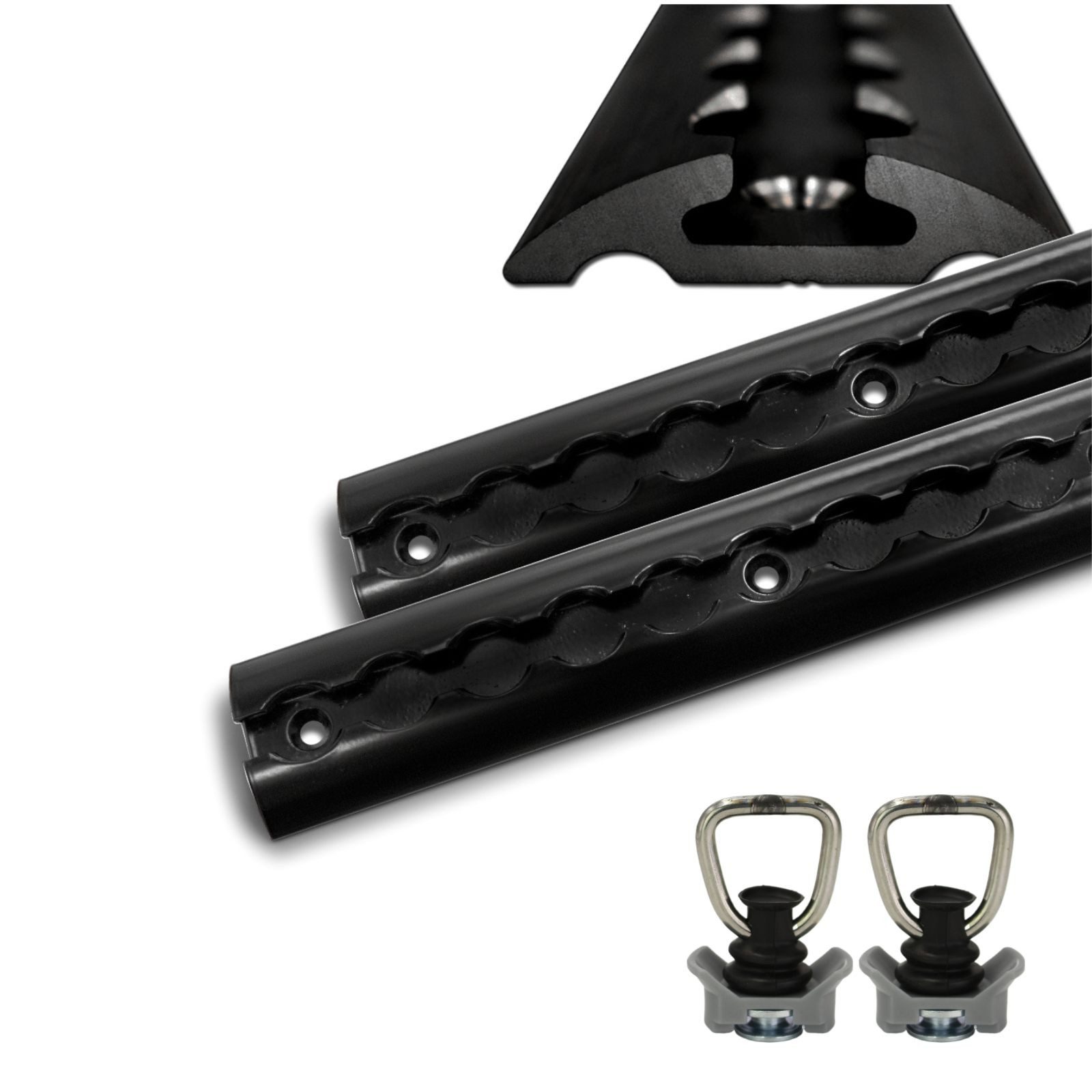 solidpro Spanngurt Airlineschiene 2x 0,5 Meter halbrund schwarz mit 2x Fitting (Set, 2-St., mit 2 Zurrösen)