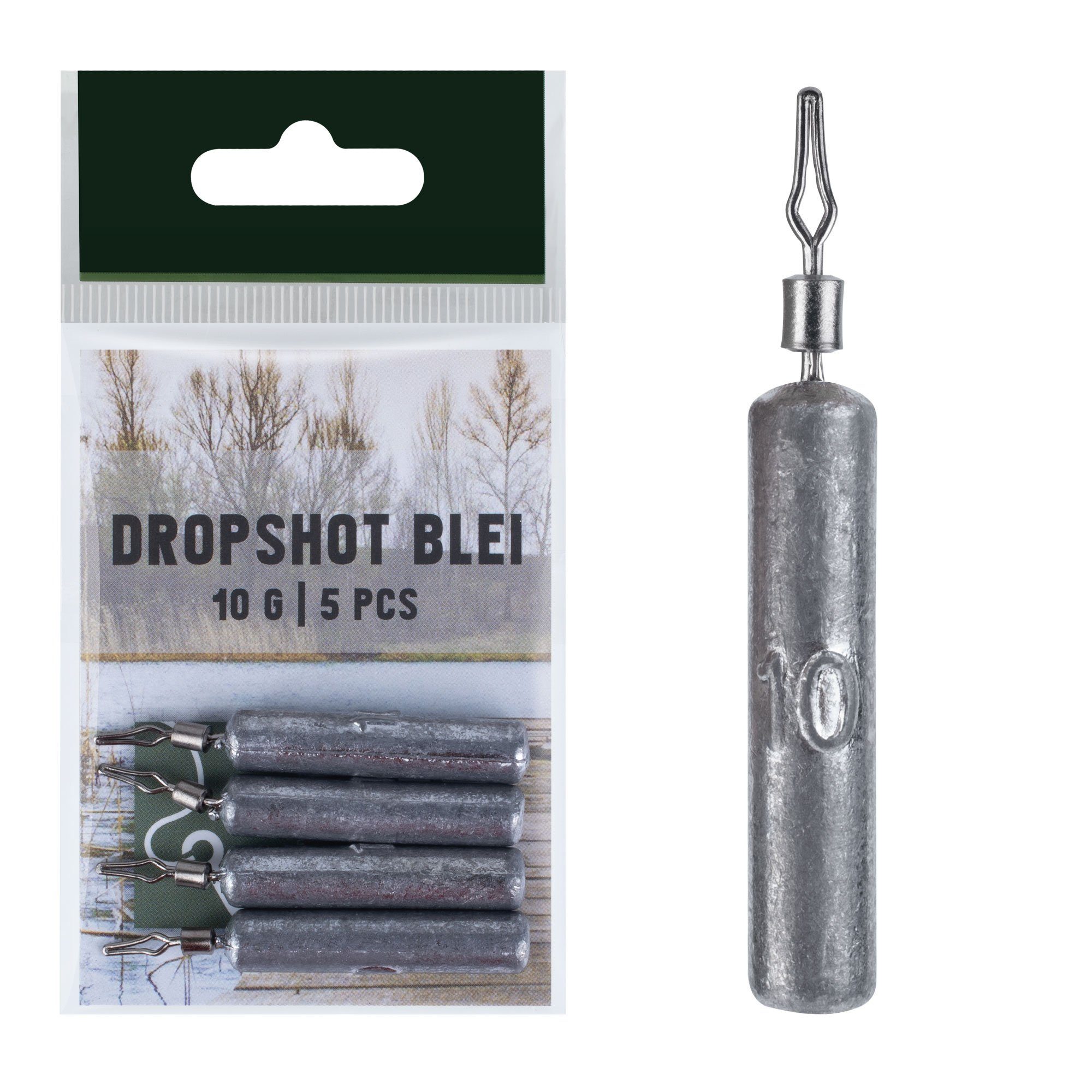 Zite Drop-Shot-Blei 5 Stück Stabblei 10g - Angelblei für Finesse Angeln - Grundblei