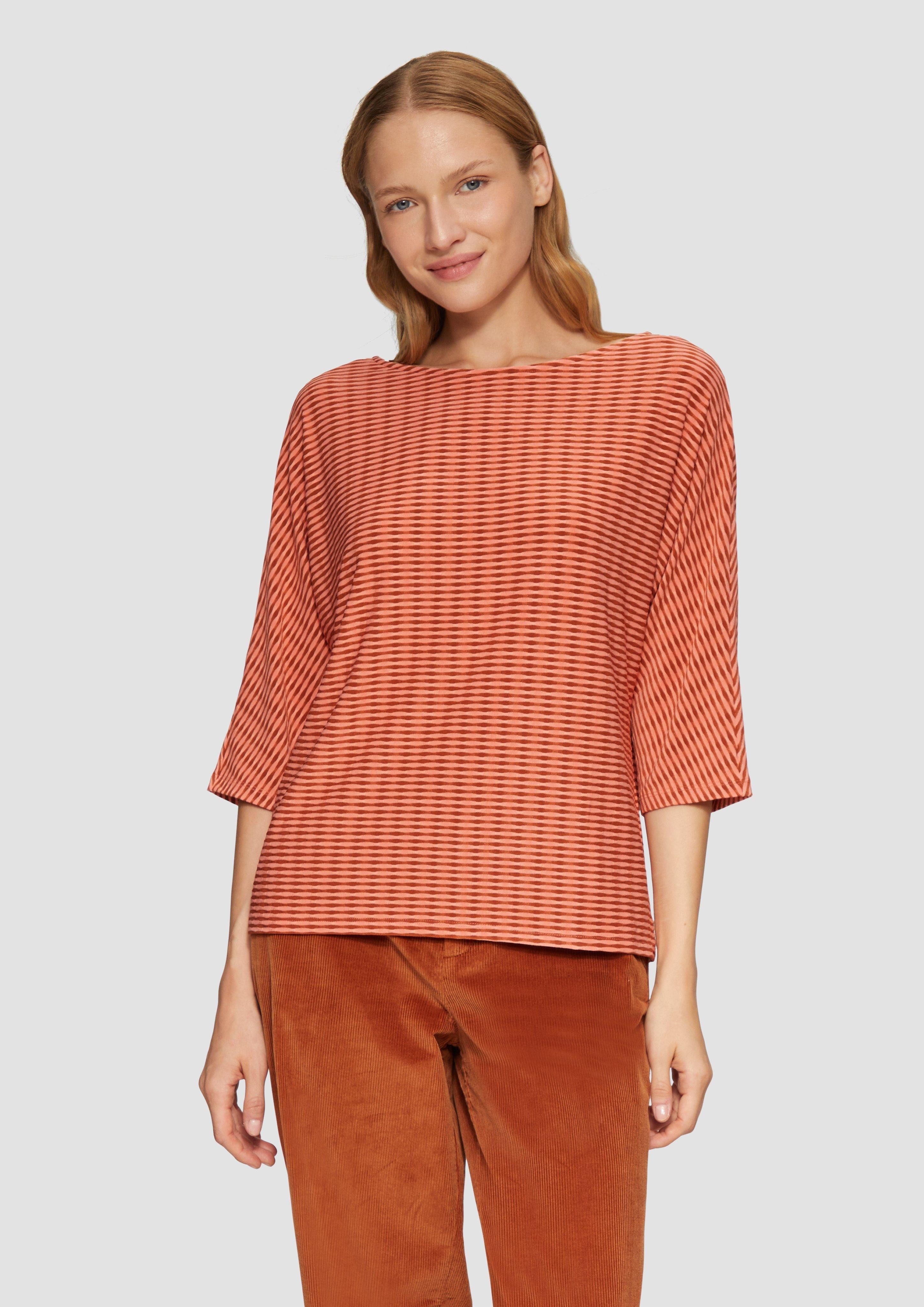 s.Oliver 3/4-Arm-Shirt Strukturiertes Shirt mit Fledermausärmeln günstig online kaufen
