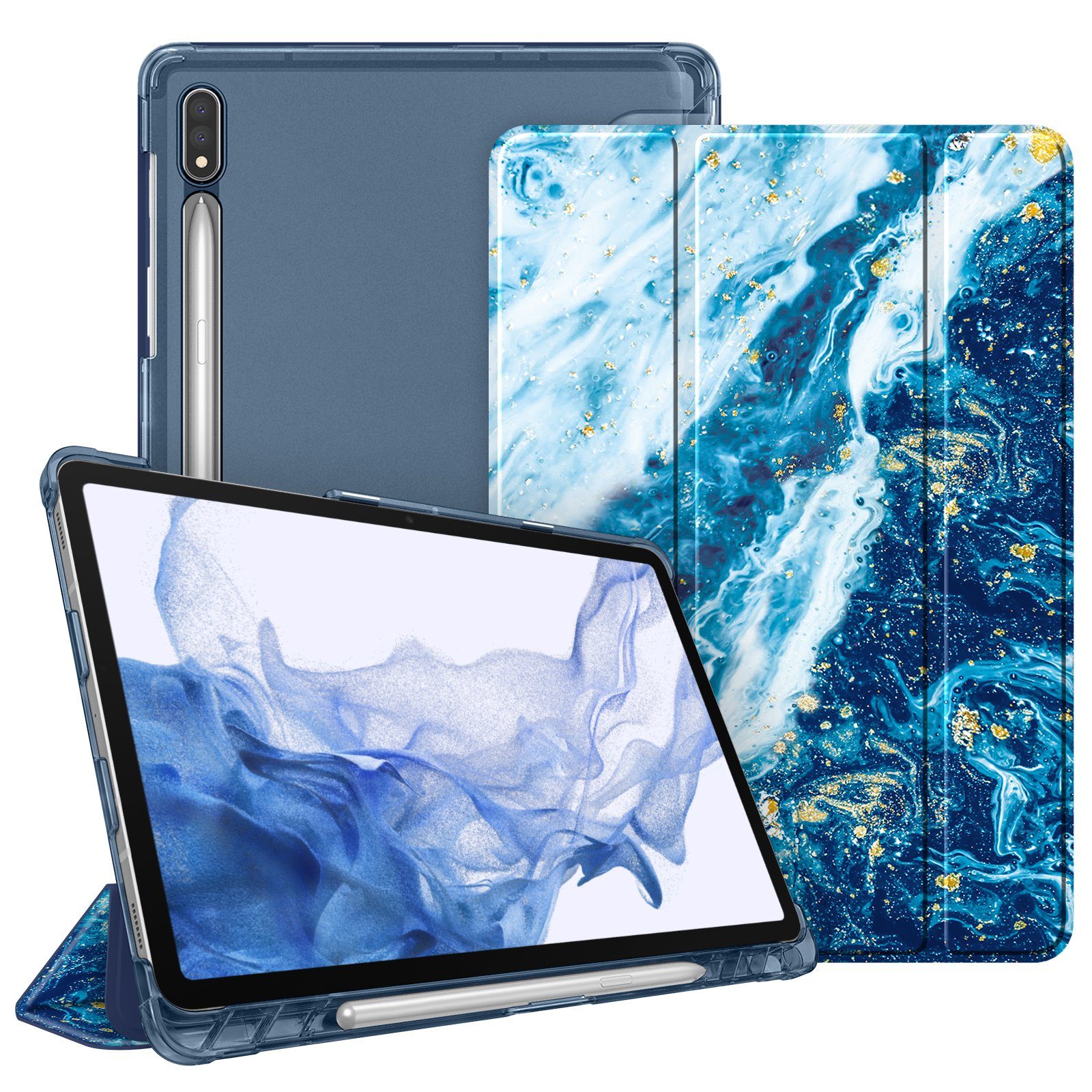 Fintie Tablet-Hülle für Samsung Galaxy Tab S8 11 Zoll 2022/Tab S7 11 Zoll 2020, Silm Hülle, mit Transparenter Rückseite Abdeckung Cover Auto Schlaf/Wach Funktion