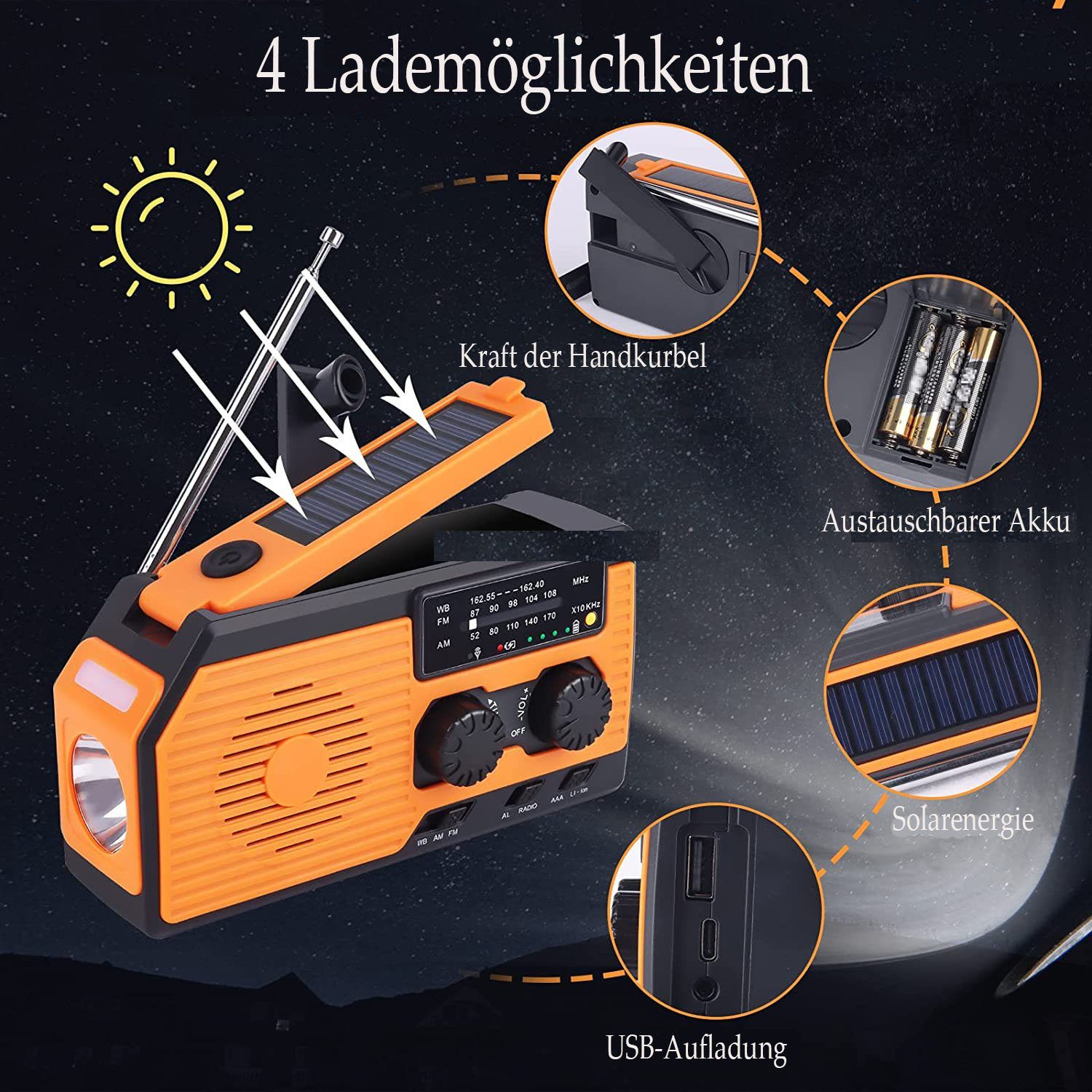 GelldG Kurbelradio mit Batterie Ausrüstung, Notfall Radio Radio tragbare Solar