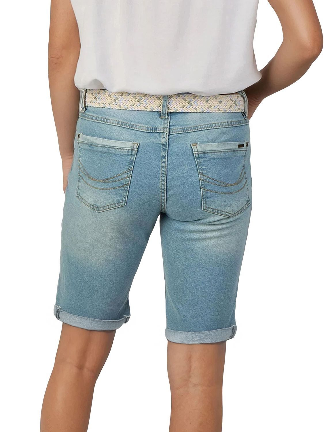DENIMFY Jeansshorts Damen Shorts DFLena Regular Fit Bermudashorts mit Gürtel